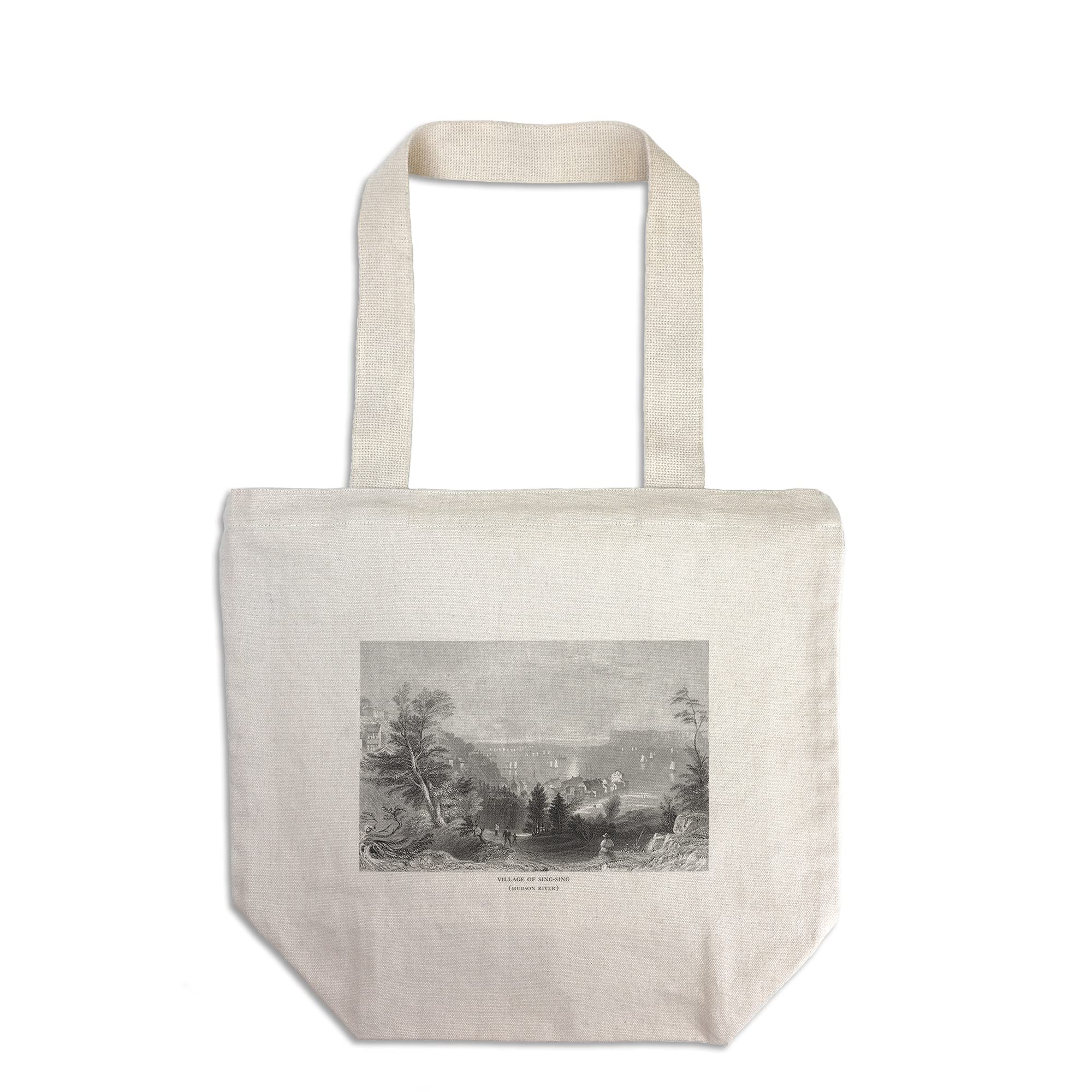Lantern Press Ossining New York Hudson River View from Sing-Sing Village - 100% Cotton Canvas Reusable Shopping Tote Bag for Groceries, Beach & Daily Use