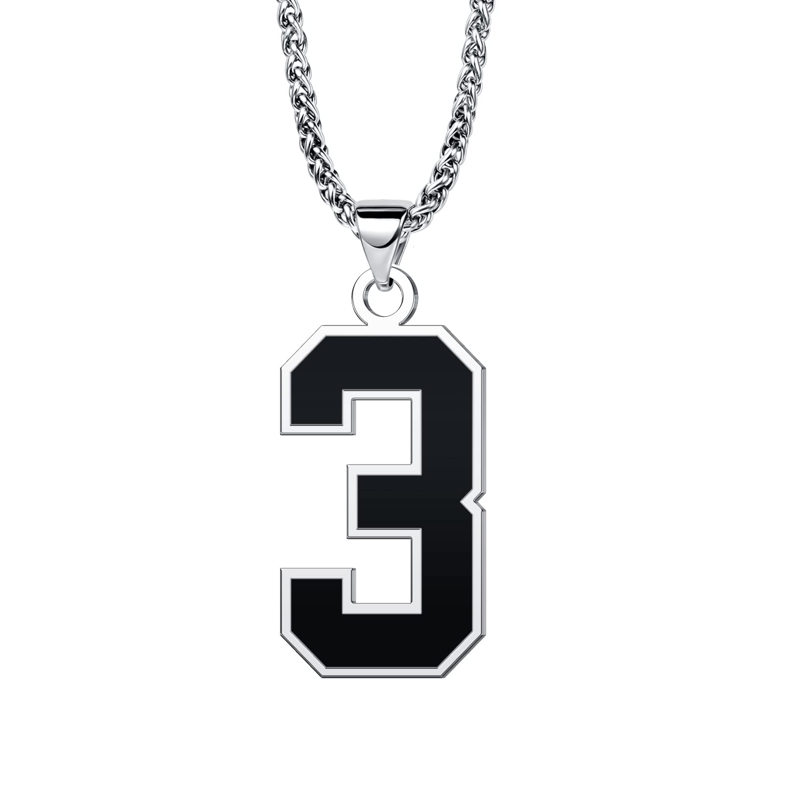 QeenseKc Black Stainless Steel Number 1-99 Chain Necklace for Boys - Baseball Player Pendant Jewelry Gift for Athletes & Sports Fans - Perfect for Game Days, Team Spirit & Fan Appreciation