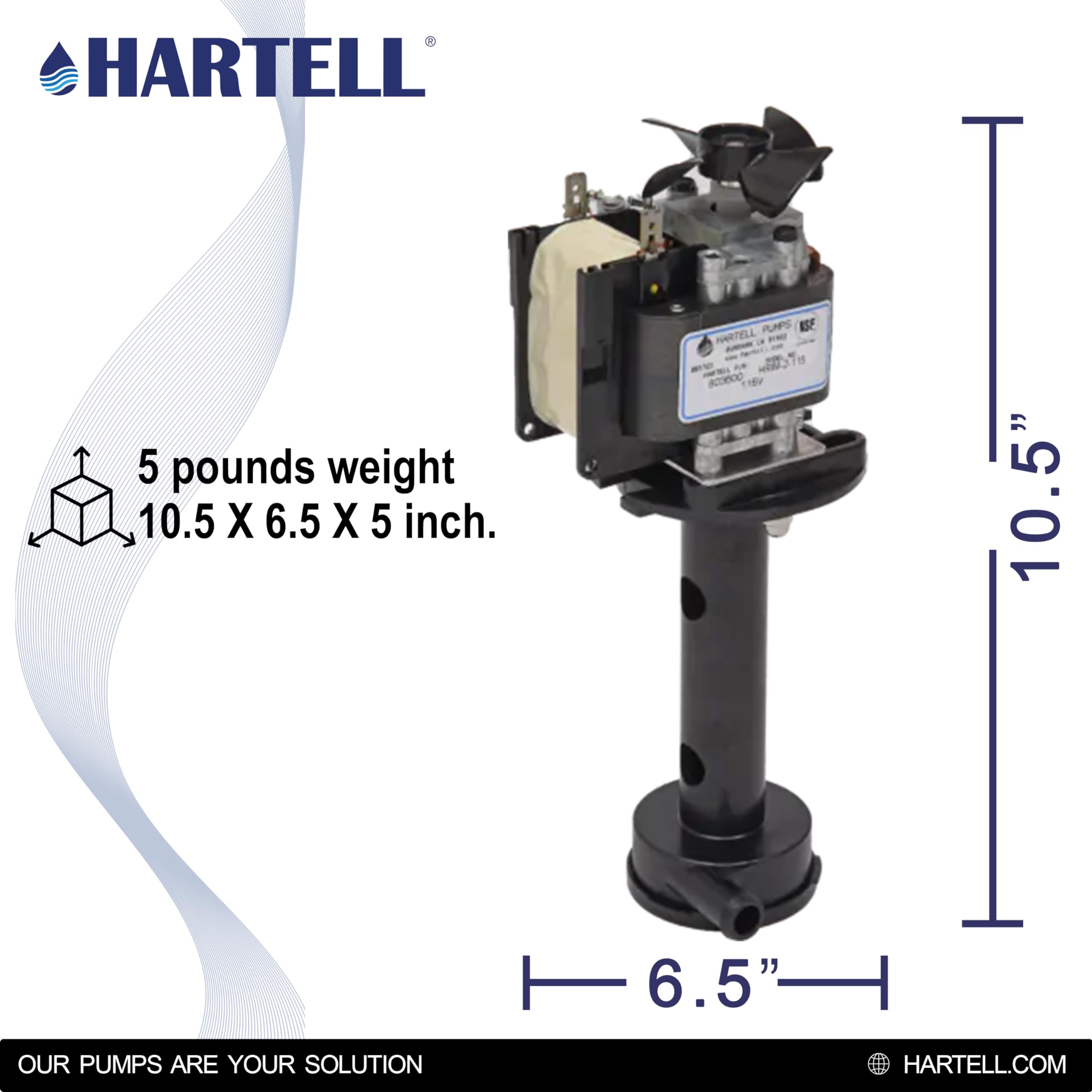 HARTELL HRIM-2-115 Replacement Ice Machine Pump - Compatible with GPP-5SC-1 & 12-2986-01 - Perfect for Commercial Ice Makers & Refrigeration Systems