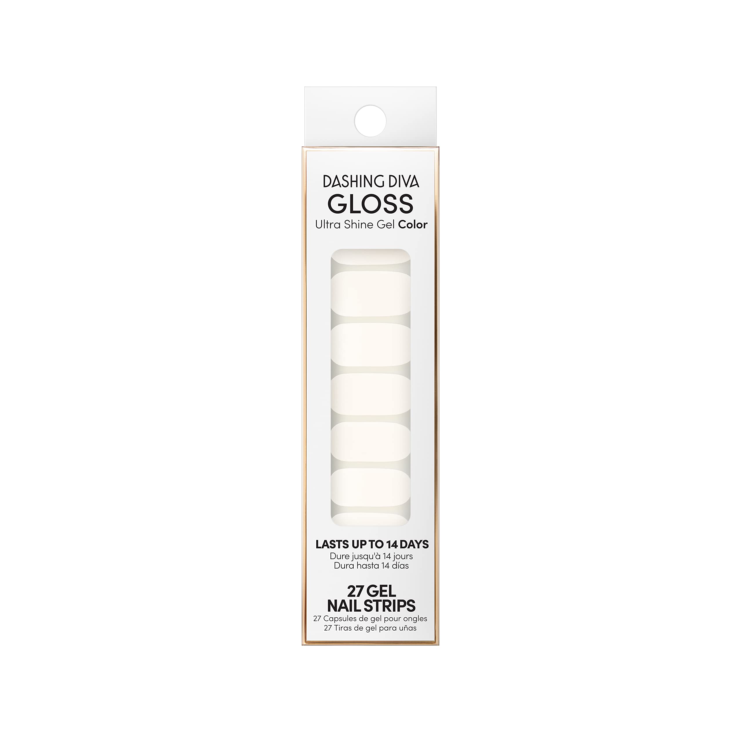 Dashing Diva Gloss Nail Strips - White Canvas | 27 Gel Nail Stickers with Prep Pad & File | UV-Free, Chip-Resistant, Long-Lasting Manicure | Perfect for Home Nail Art, Parties & Special Occasions