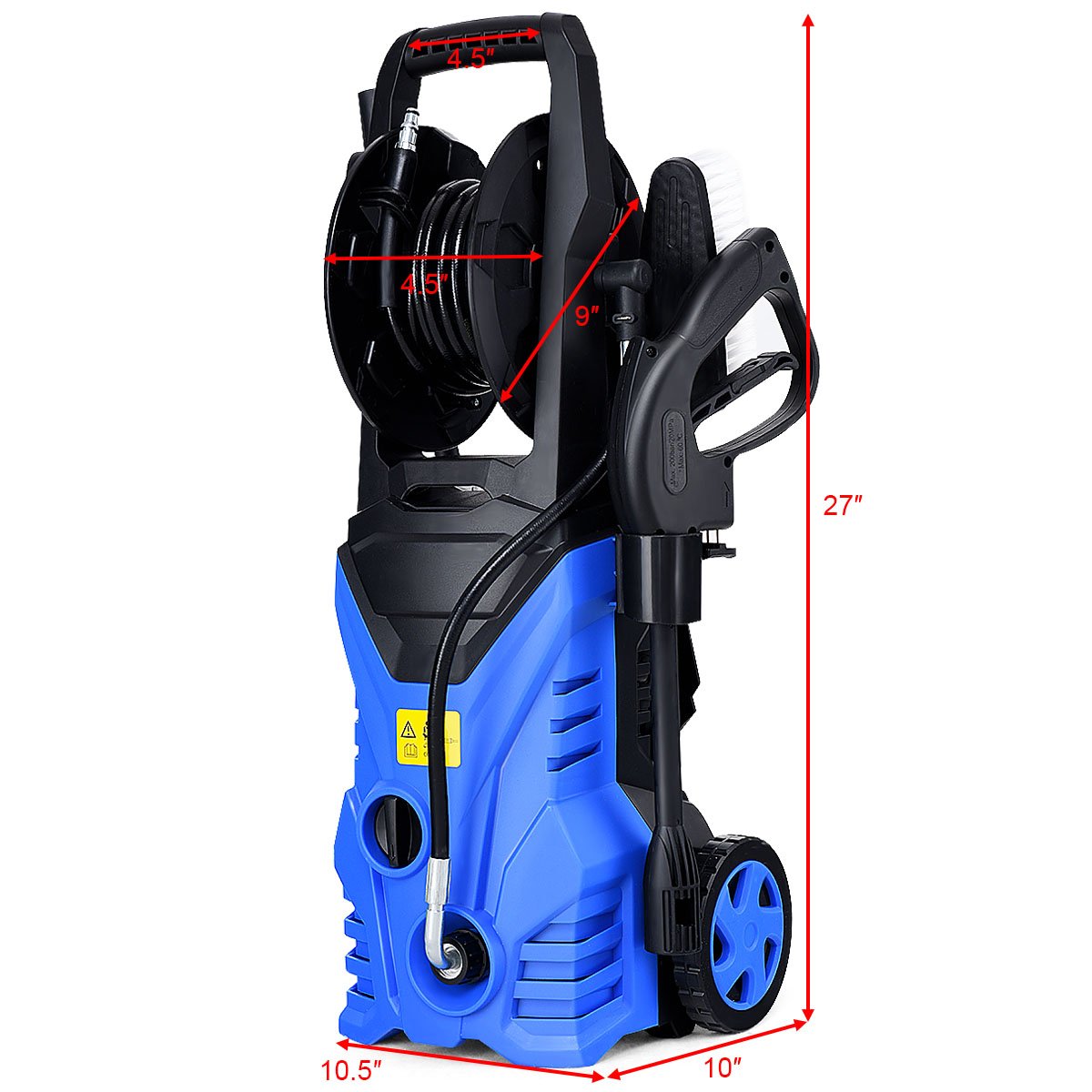 Happygrill 2030PSI Electric Pressure Washer - 1.6GPM High Power Pressure Sprayer with 16.5ft Hose, Wash Brush & Soap Bottle - 1800W Heavy Duty Cleaner for Driveway, Deck, Patio, Car Washing & Outdoor Cleaning