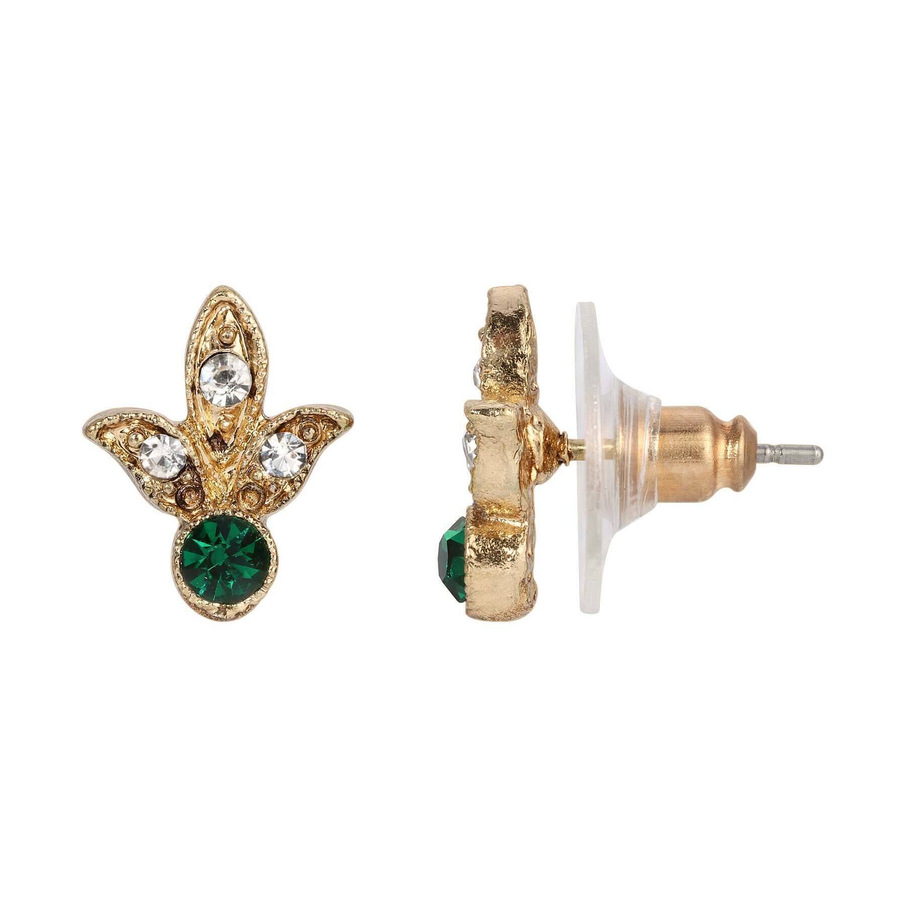 1928 Jewelry La Belle Epoque Clear Crystal & Emerald Green Stud Earrings - Vintage Style Dangle Earrings for Women, Perfect for Weddings, Parties & Evening Events
