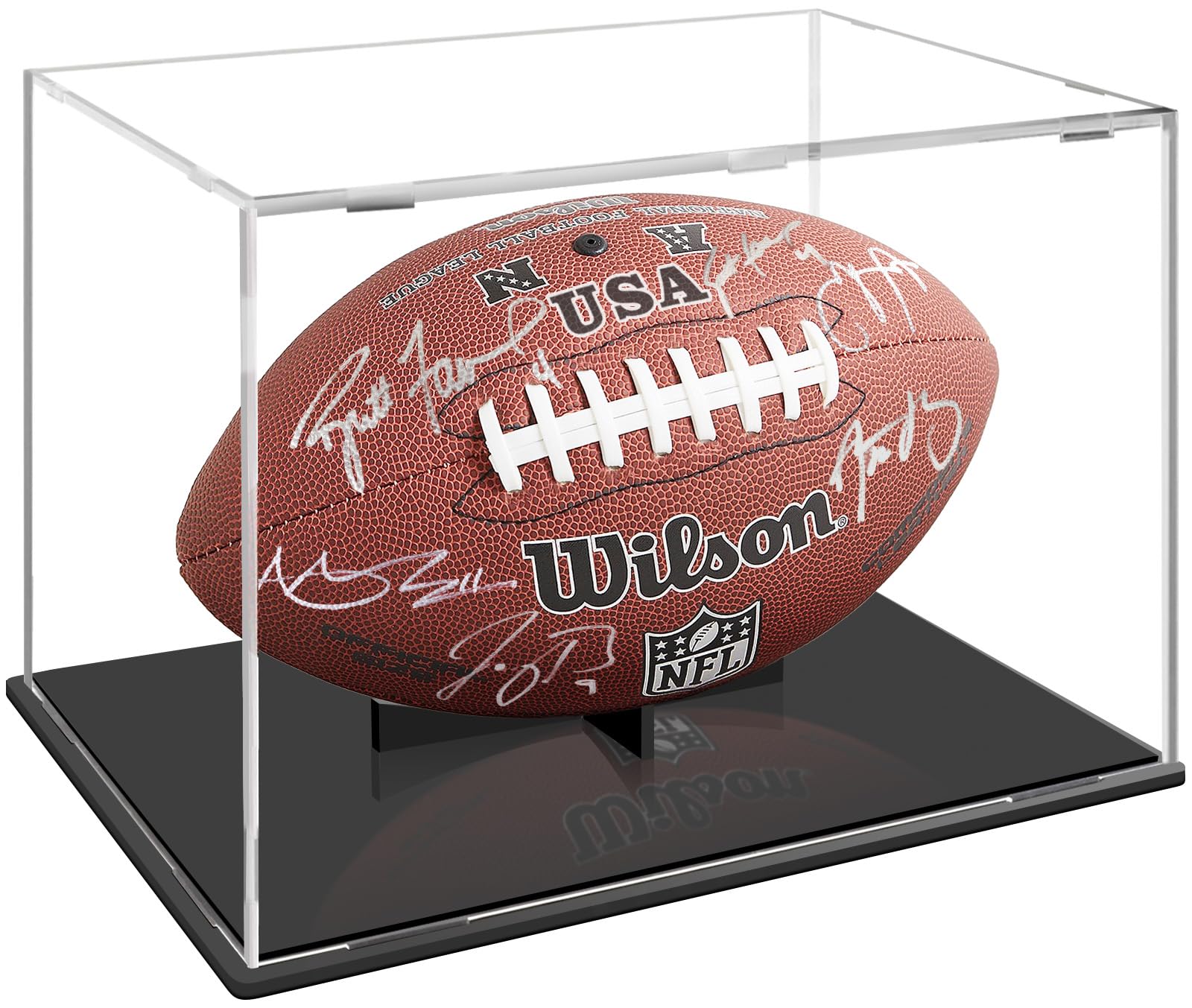 Clear Acrylic Football Display Case with Removable Stand - UV & Dust Protection for Signed Footballs, Sports Memorabilia & Collectibles - Perfect for Home, Office, or Man Cave Decor