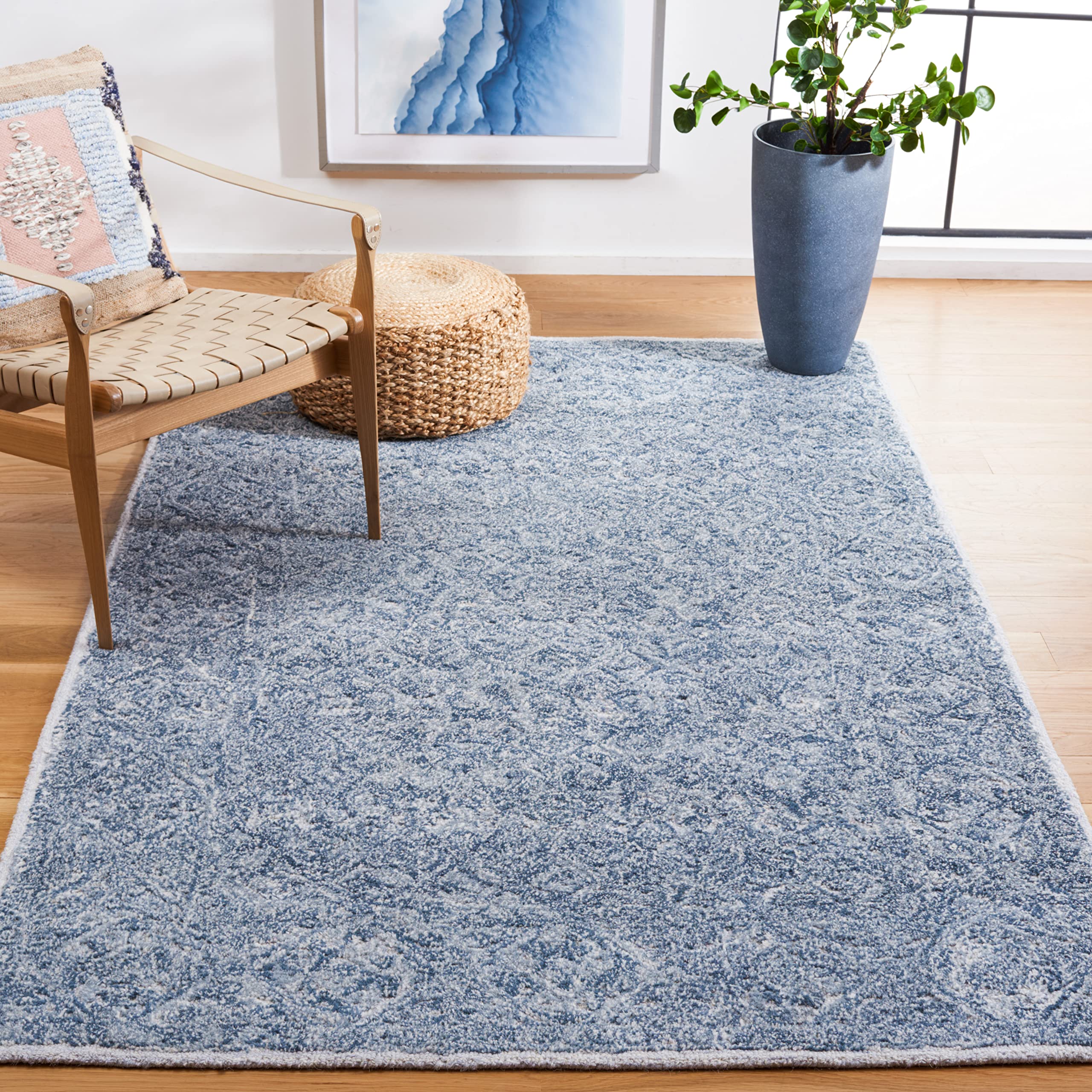 SAFAVIEH Marquee Collection 5' x 8' Blue Grey Handmade Wool Area Rug - Soft & Durable for Living Room, Dining Room, Bedroom Decor