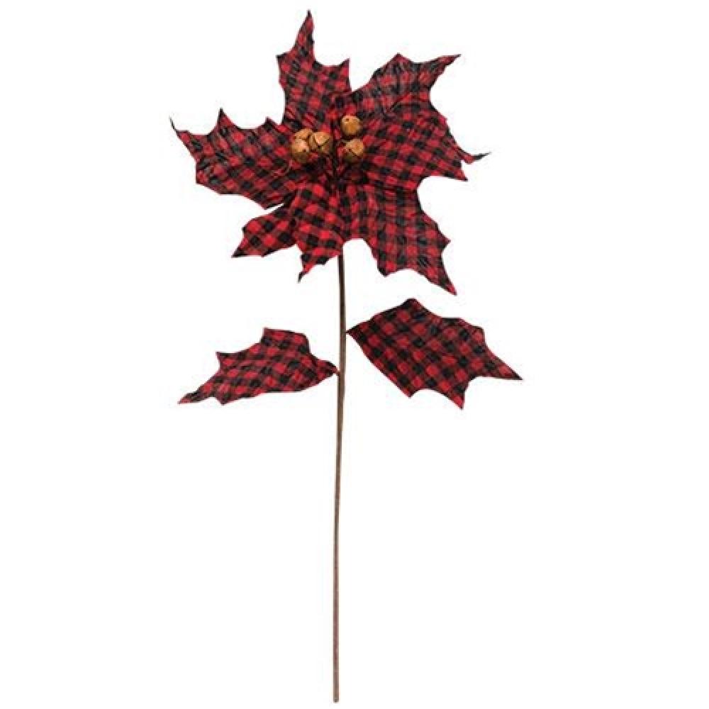 Buffalo Gingham Country Poinsettia Christmas Tablecloth - Holiday Dining Decor for Farmhouse, Rustic & Country Style Homes