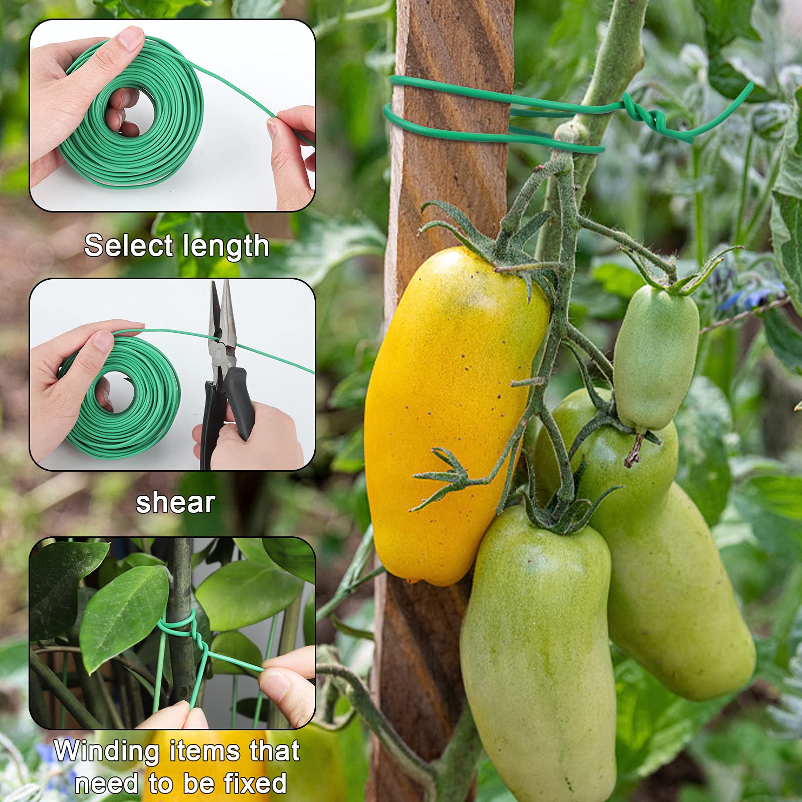 YDSL 100 Feet Soft Plant Ties - 2.5MM Green Garden Twist Ties for Supporting Climbing Plants, Tomatoes, Vegetables | Perfect for Indoor/Outdoor Gardening, Vine Training, and Plant Support Systems