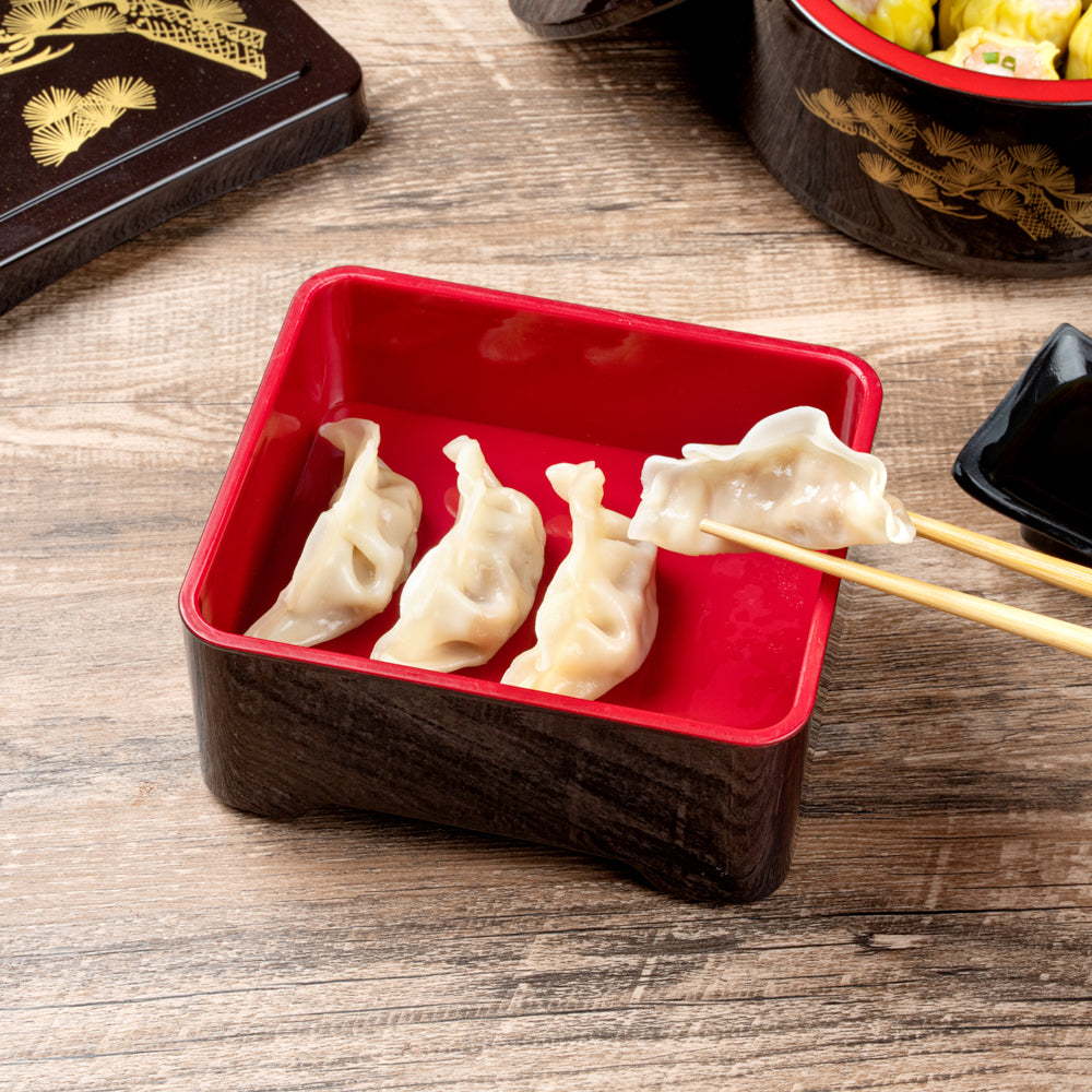 Premium Japanese Style Unagi Bento Box - Black & Red Lacquer Design (6.5