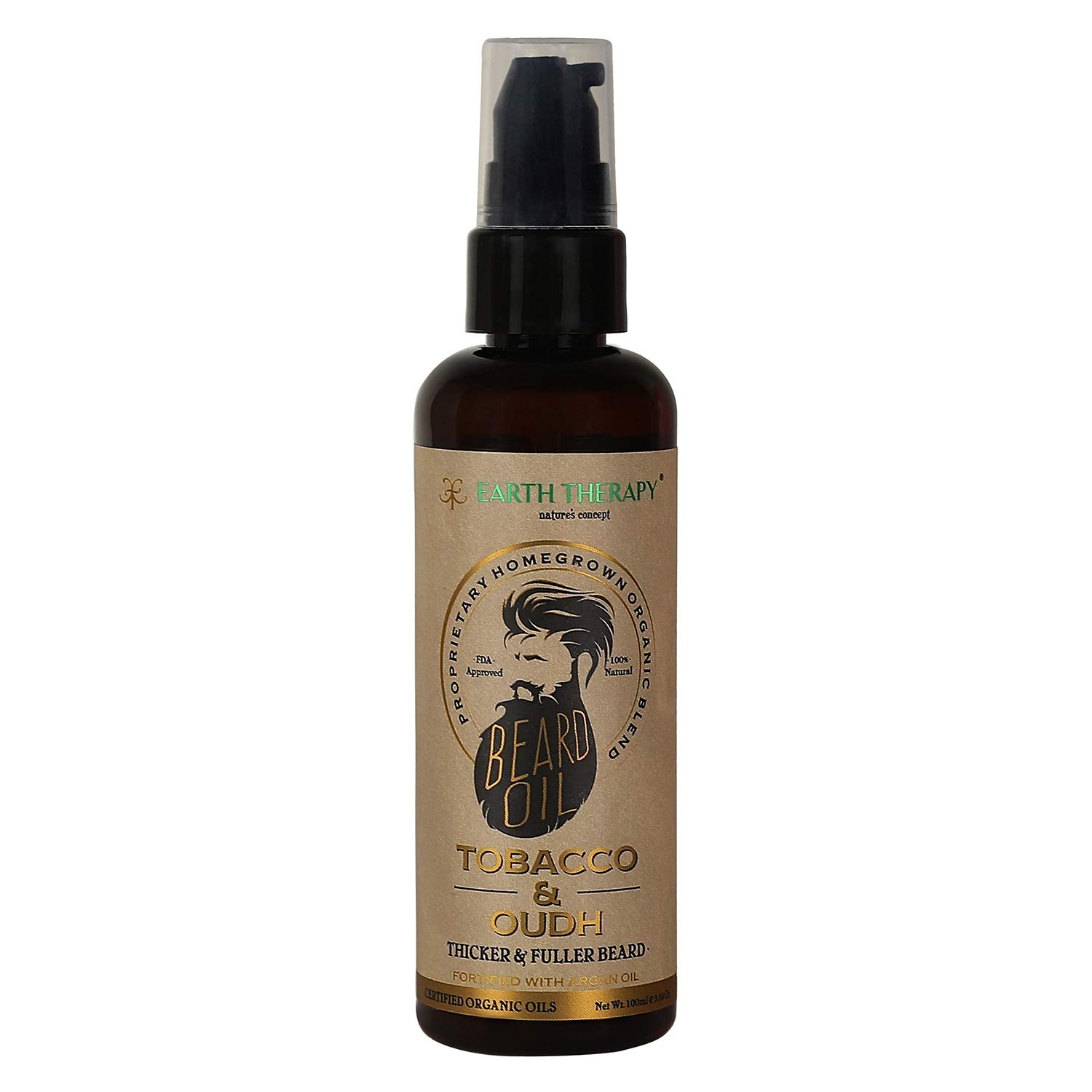 EARTH THERAPY Natural Beard Oil for Men - 100ml | Organic Mustache & Beard Growth Conditioner with Nourishing Ingredients | Perfect for Daily Grooming & Styling