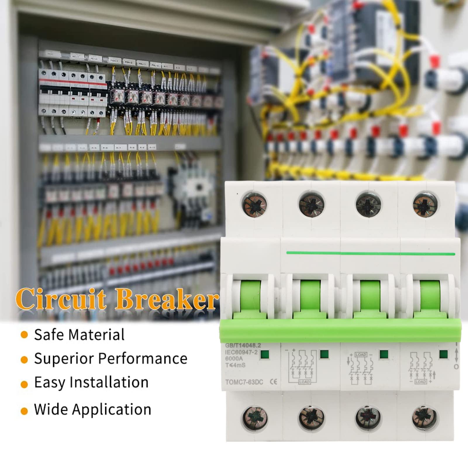 25A 4P PA Solar Circuit Breaker - Quick Disengagement & Robust Rapid Tripping for DC Power Systems | Ideal for Solar PV Arrays, Off-Grid Installations & Renewable Energy Applications