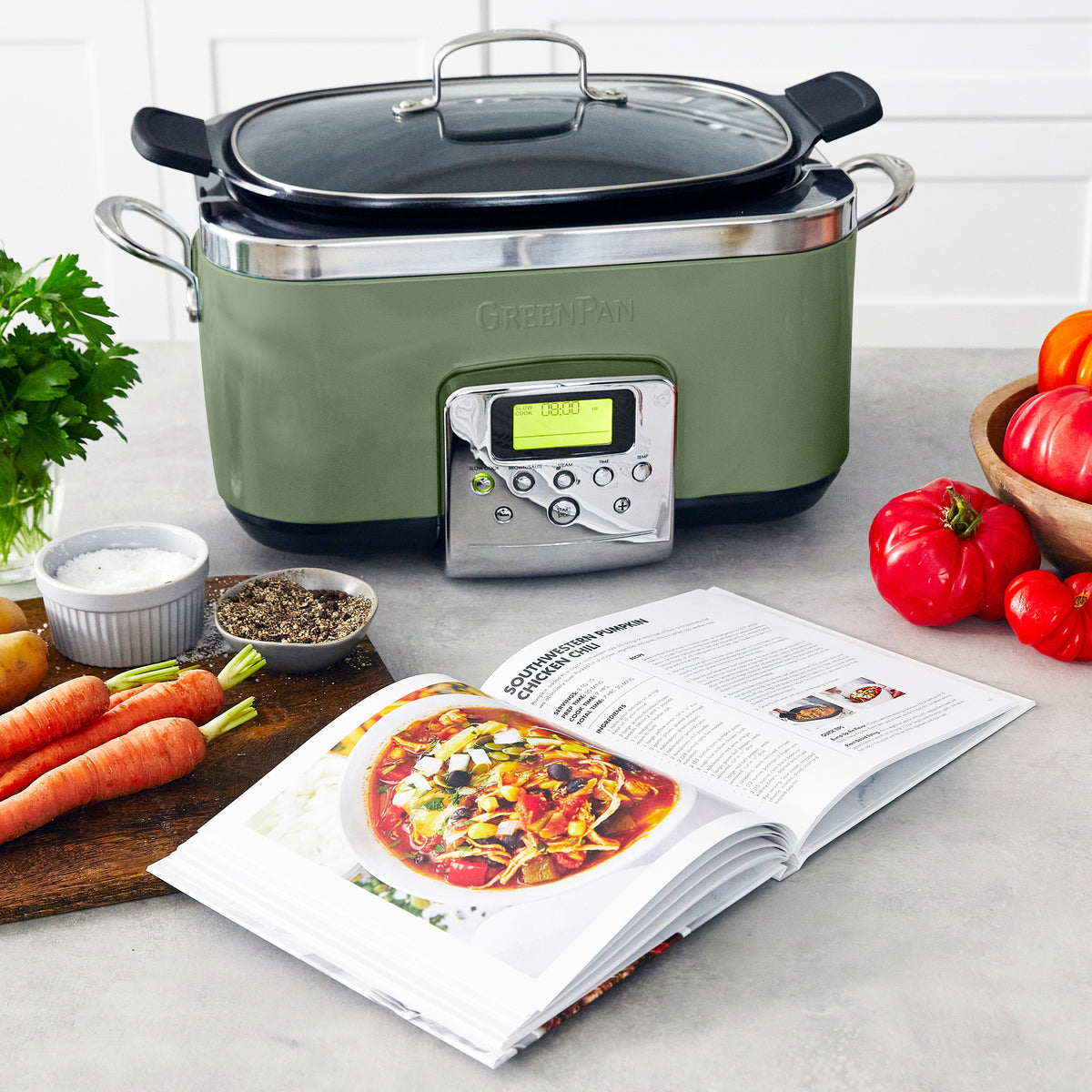 Elite 6 Quart Slow Cooker with Digital Timer - Sage Green | Programmable Crock Pot for Soups, Stews & Meal Prep | Perfect for Family Dinners & Potlucks
