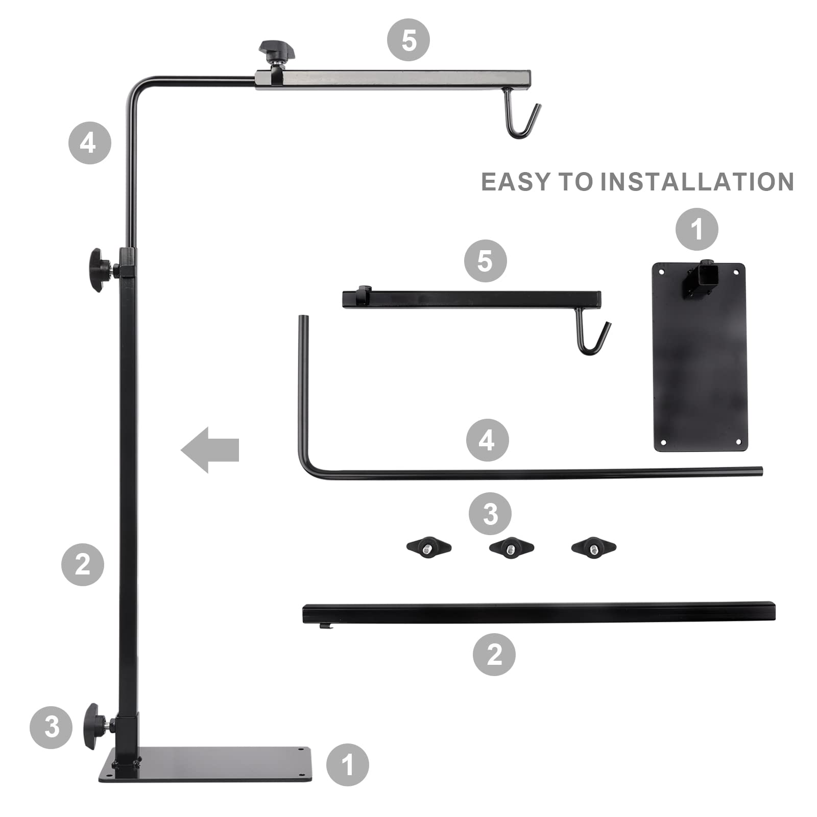 Adjustable Reptile Heat Lamp Stand with Fixture - Heavy Duty Floor Holder for Reptile Terrarium Lighting - Perfect for Lizards, Snakes & Turtles Enclosures