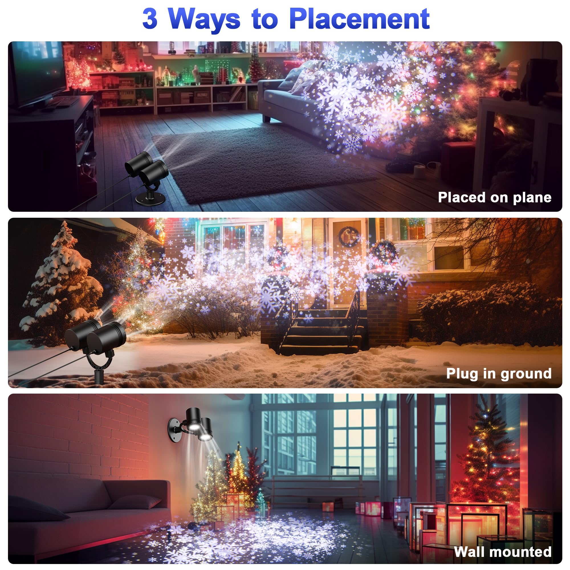 Outdoor Christmas Projector Lights - Double Head Snowfall LED Waterproof Lights for Holiday Decor, Xmas Party, Patio & Garden | Perfect for Winter Wonderland Displays