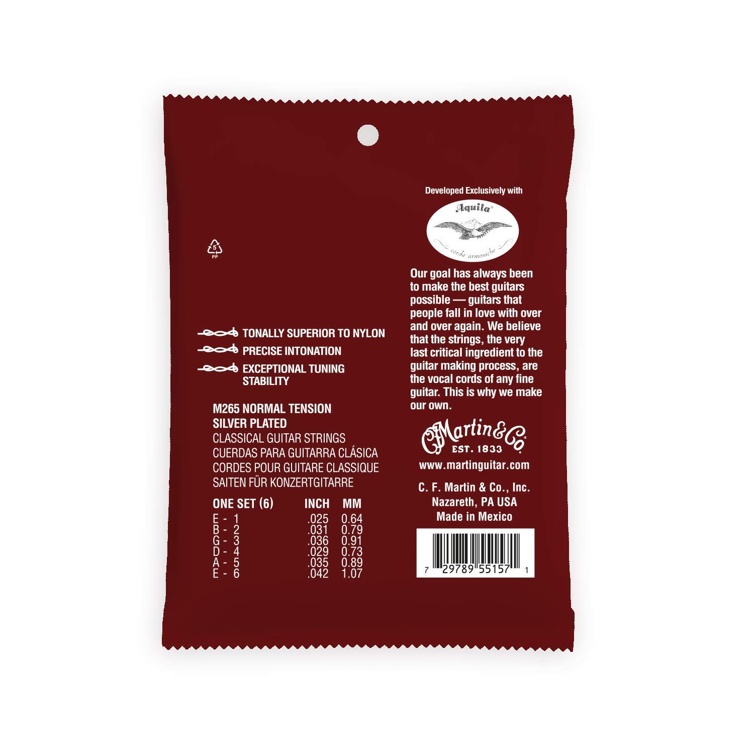 Premium Martin Magnifico Classical Guitar Strings - Silver Plated Normal Tension (M265) for Classical & Flamenco Music - Perfect for Performances, Practice & Recording Sessions