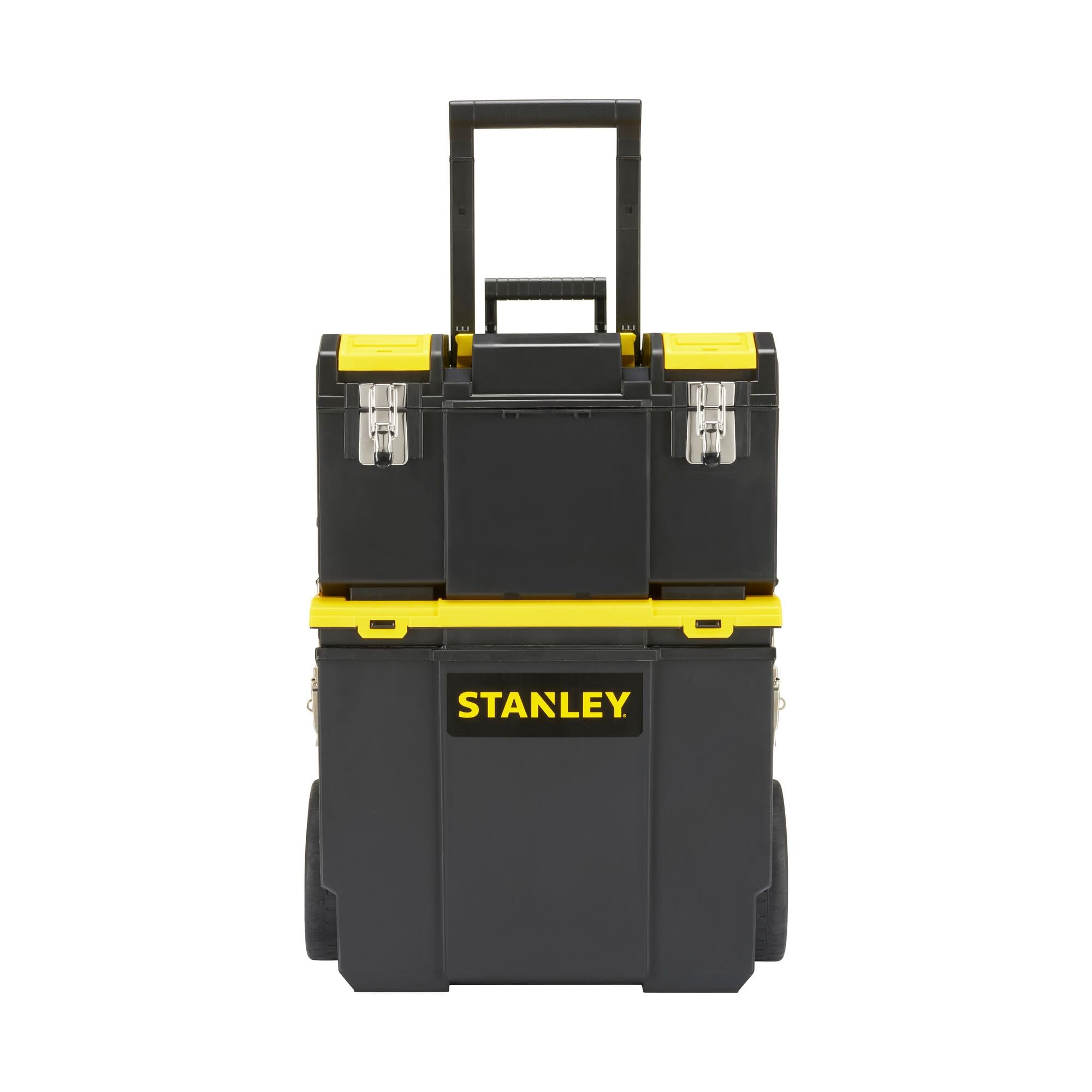 STANLEY 3-in-1 Rolling Tool Box with Detachable Tote Tray & Pull Handle - Heavy Duty Mobile Work Center Organizer for Tools, DIY Projects & Job Sites - Perfect for Construction, Home Improvement & Garage Storage