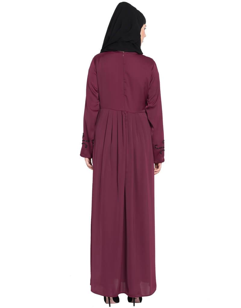 Elegant Arabic Hand Embroidered Abaya Dress for Wine Parties - Perfect for Evening Events, Weddings & Special Occasions