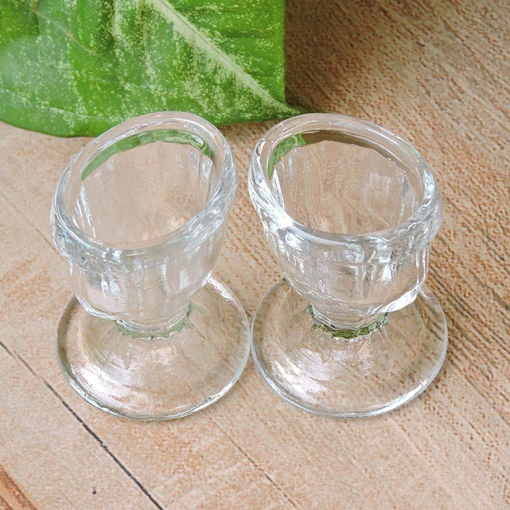Soulvinee Premium Eye Wash Cups with Glass Smooth Edge & Eye-Shaped Rim - Snug Fit (2 Pack) - Perfect for First Aid, Eye Care, and Contact Lens Cleaning