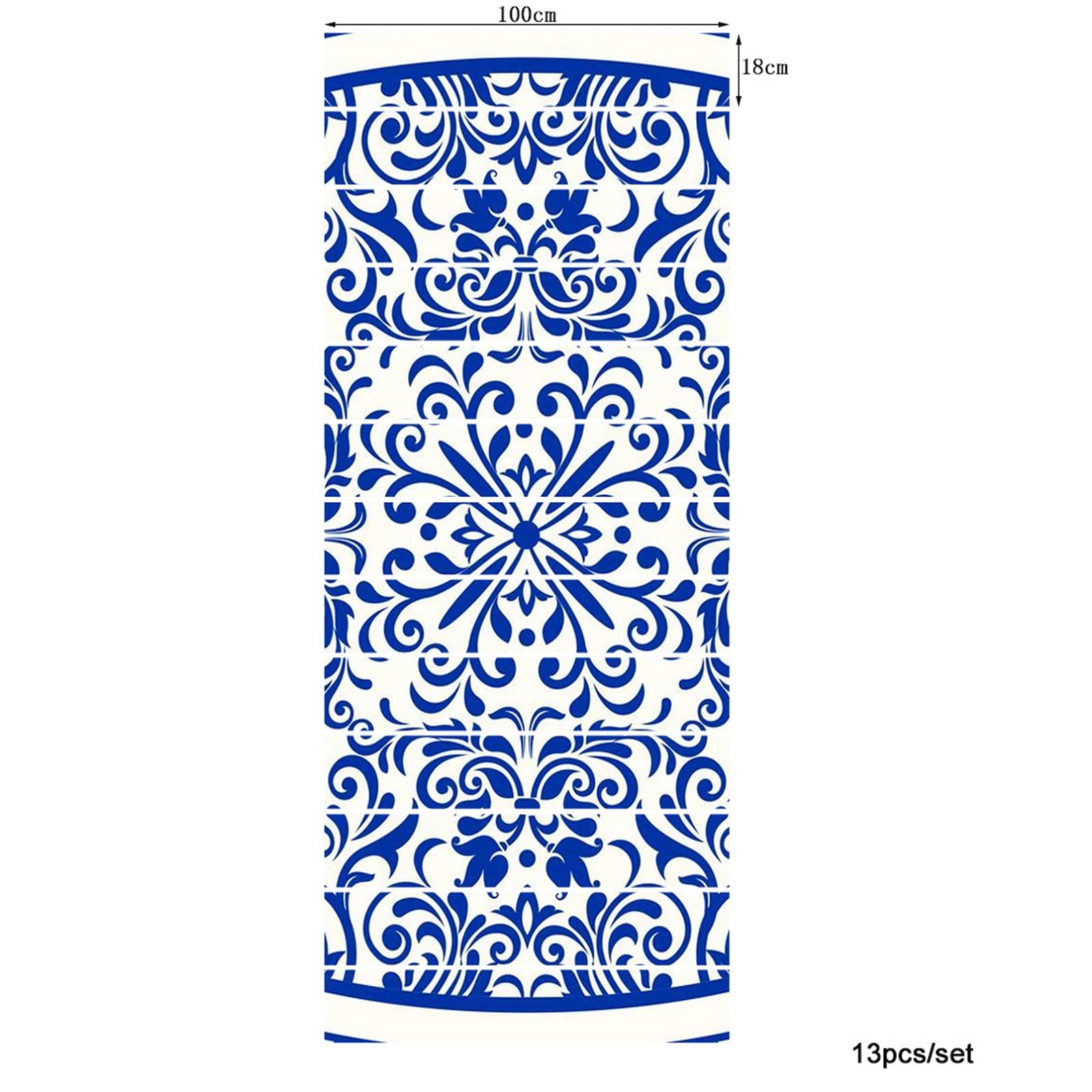 3D Self-Adhesive Removable Stair Stickers - Majolica Blue & White Azulejo Tile Design - Portuguese & Spanish Style Vinyl Decals for Stair Risers, Kitchen Backsplash & Wall Murals (13-Piece Set) - Perfect for Home Renovation, DIY Decor & Mediterranean Style Interiors