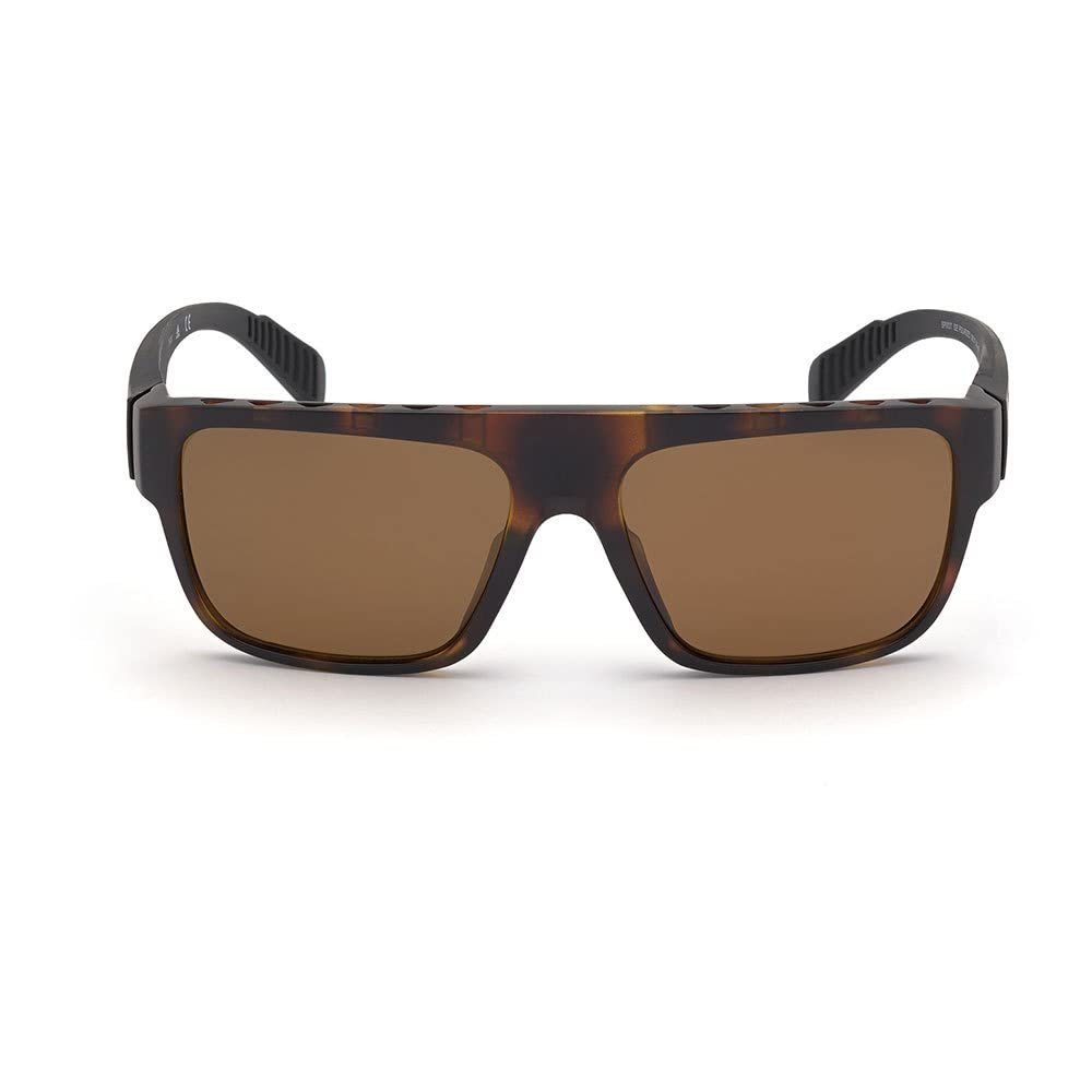 Adidas Sport SP 0037 52E Polarized Sunglasses for Men & Women - Dark Havana/Brown Frame - UV Protection for Running, Driving & Outdoor Activities