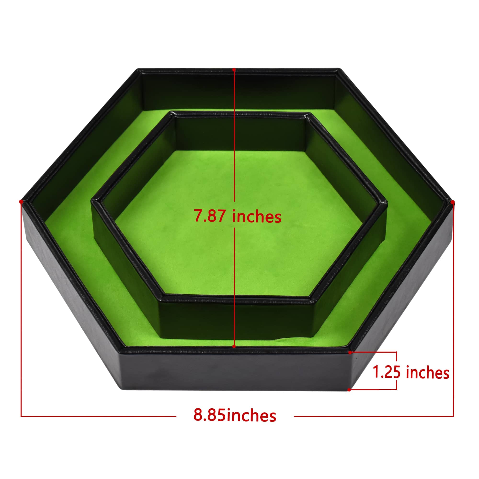 Premium Hexagonal D&D Dice Tray - 2-in-1 Rolling & Storage Tray with Faux Leather, Green Gaming Accessory for D&D, MTG, Dice Arena - Perfect for Tabletop RPG Sessions & Board Game Nights