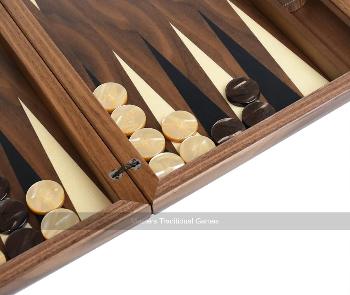 York Deluxe 19-Inch Walnut Backgammon Set with Inlaid Wooden Board - Includes Wooden Checkers, Dice Cups, Dice & Doubling Cube - Italian Craftsmanship - Perfect for Game Nights, Travel & Home Decor
