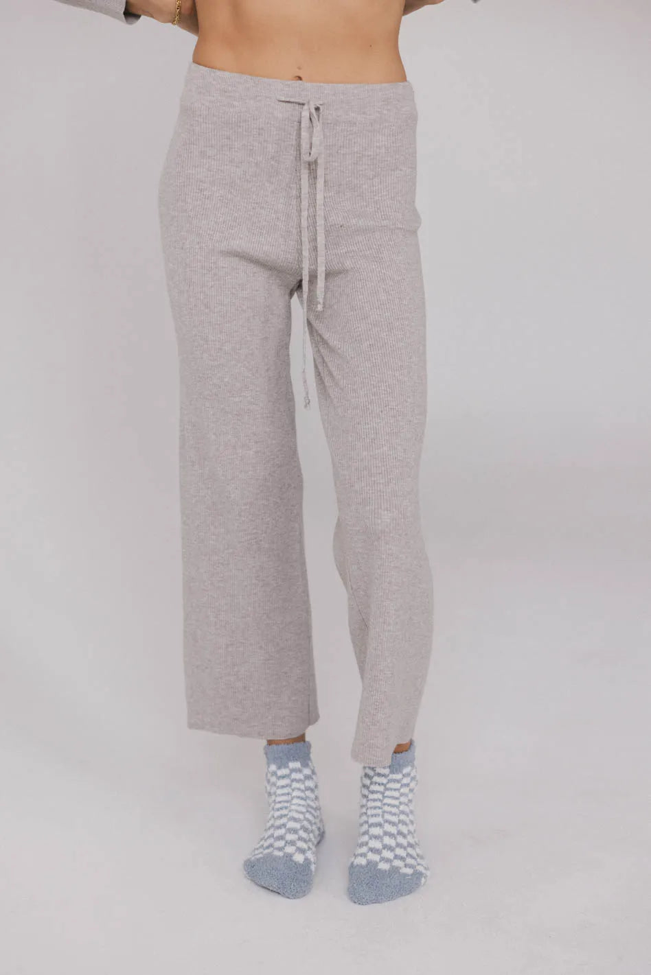 Evelise Ribbed Pants for Women - High Waisted Stretch Grey Trousers | Comfortable & Stylish Casual Pants for Work, Travel & Everyday Wear