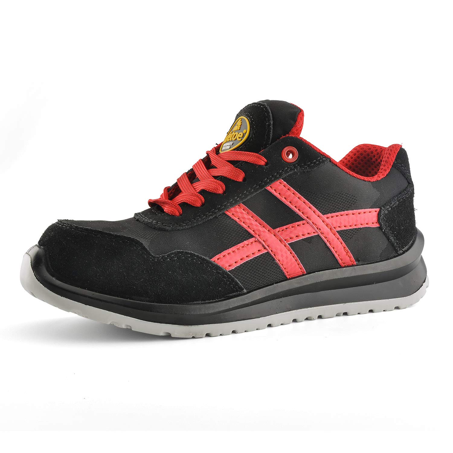 SAFETOE Composite Toe Safety Shoes for Men & Women - Lightweight Breathable Work Sneakers with Slip Resistance for Industrial & Construction Safety Footwear (Red) - Perfect for Warehouse, Factory, and Outdoor Job Sites