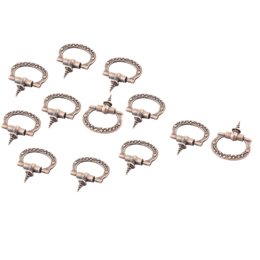 uxcell 12-Pack Metal Dresser Drawer Pull Handles - 2mm Thread Diameter, Jewelry Box Knobs & Cabinet Ring Pulls for Home Furniture & DIY Projects