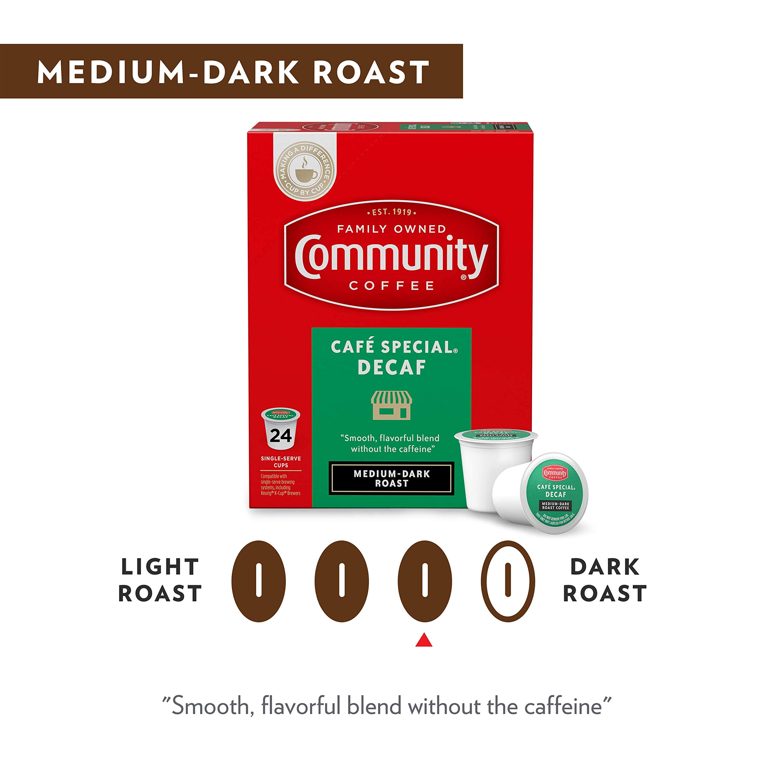 Community Coffee Café Special Decaf 144 Count Coffee Pods - Medium Dark Roast, Keurig 2.0 K-Cup Brewer Compatible | Perfect for Home, Office & Entertaining