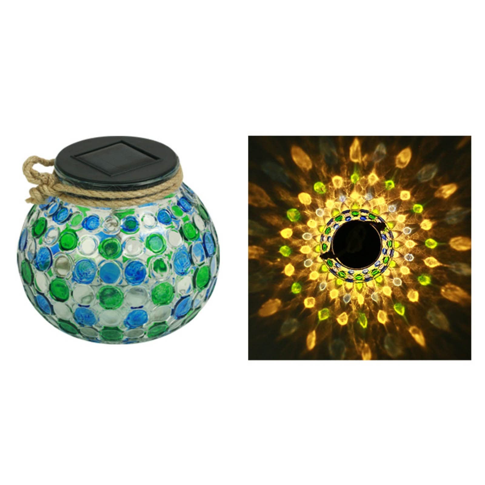 Solar Mason Jar Lantern Lights Outdoor Waterproof - Hanging Solar Powered LED Lights for Garden, Yard, Patio, Tree Decor - Blue Glass Jar Lights Perfect for Wedding, Camping & Backyard Parties