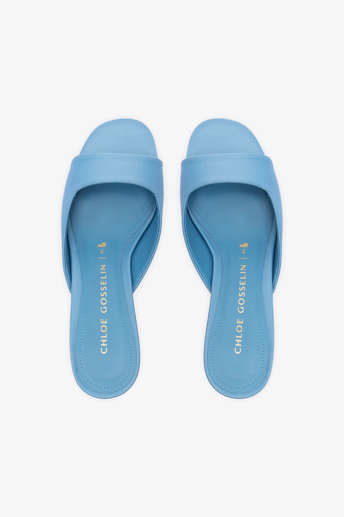 Chloe Gosselin by Larroudé Anah Mule - Blue Satin Women's Shoes | Elegant Slip-On Mules for Casual Outings & Evening Events