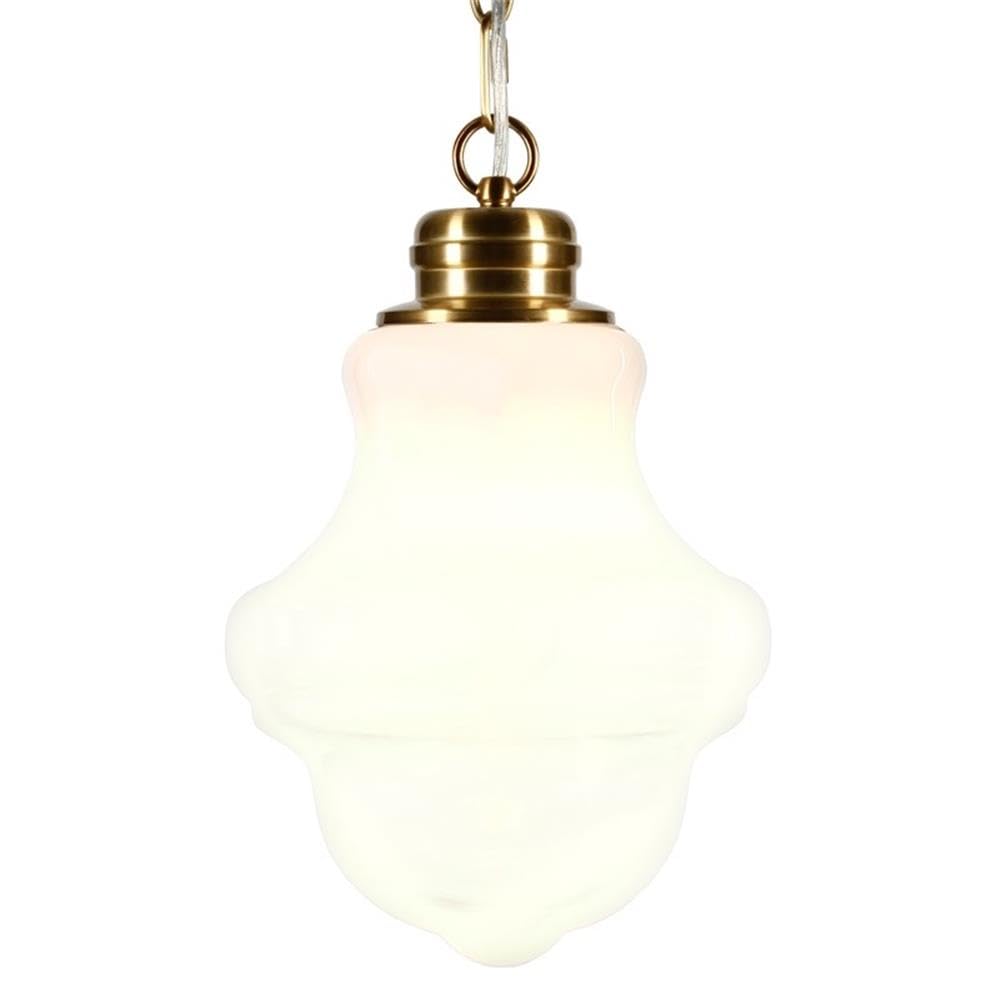 Henn&Hart 9 Inch Brass Metal and Glass Pendant Light Fixture - Vintage Industrial Ceiling Lighting for Dining Room, Kitchen, or Bedroom