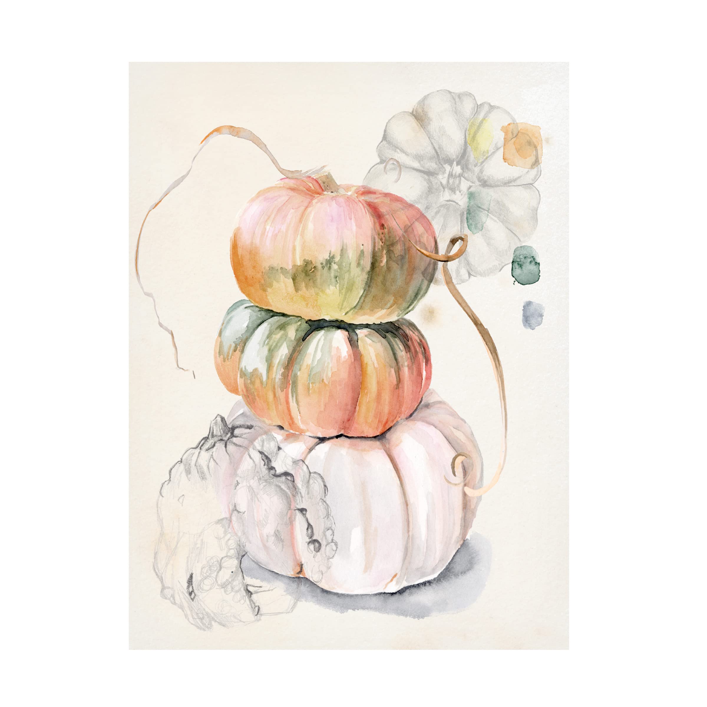 Jennifer Paxton Parker 'Harvest Pumpkins I' Framed Canvas Wall Art - Farmhouse Autumn Decor for Living Room, Bedroom & Kitchen