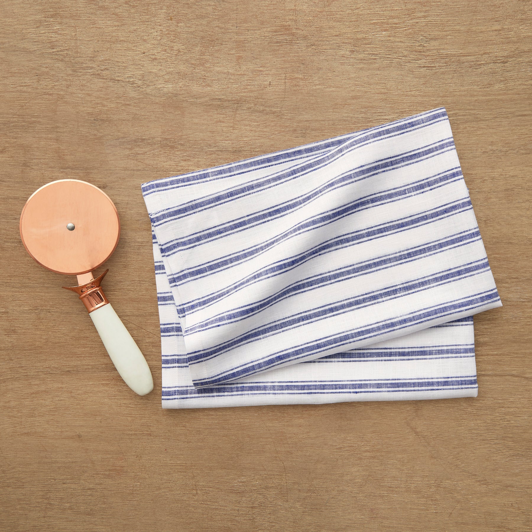 Premium Capri Ticking Stripe Kitchen Towels Set of 2 - Absorbent & Durable Cotton Dish Towels for Drying Dishes, Cleaning Countertops & Kitchen Decor