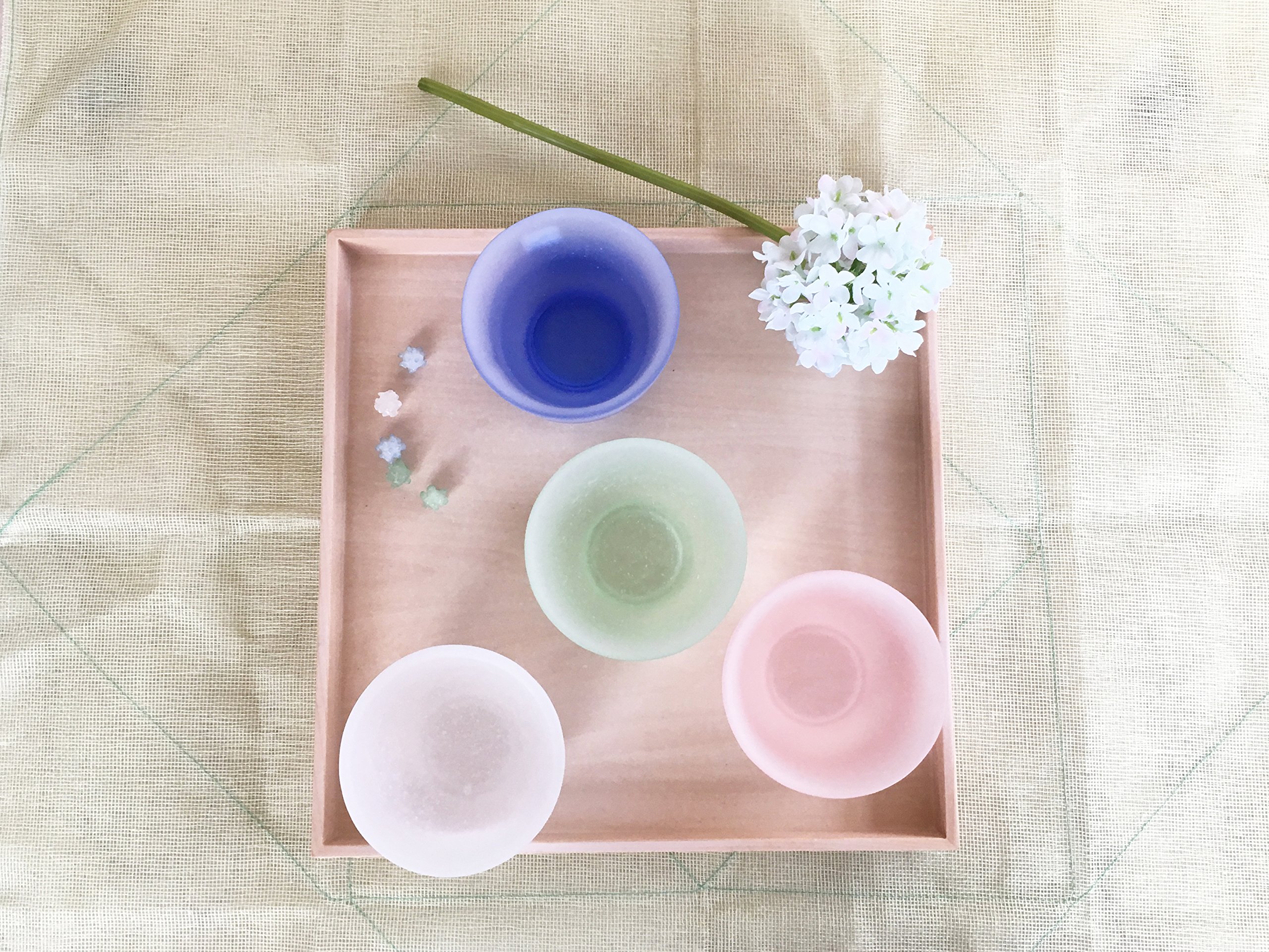 Hirota Glass Snowflake Tea Cup - 5.1oz Blue Cooling Glass for Iced Tea & Matcha