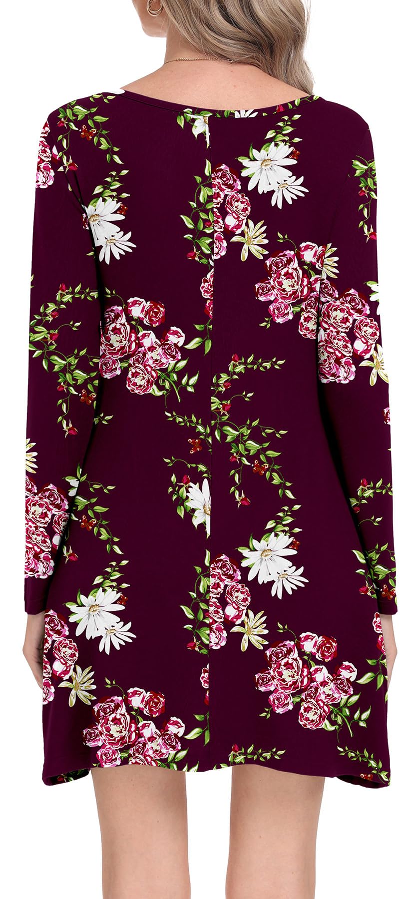 Women's Casual Long Sleeve Pocket T-Shirt Dress - Loose Fit Comfortable Cotton Maxi Dress for Everyday Wear, Lounge, and Outings