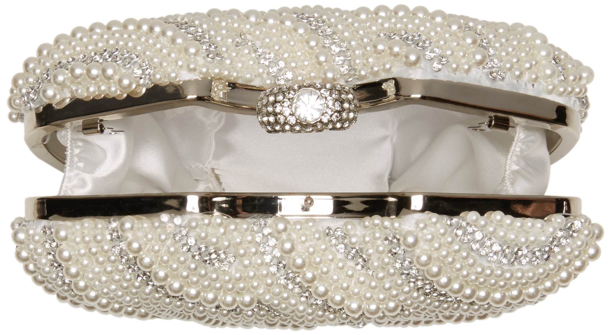 Luxury Crystal Beaded Pearl Clutch Bag for Women - White, Perfect for Evening Parties & Weddings