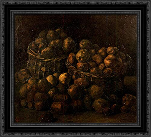 Vincent van Gogh Black Ornate Wood Framed Canvas Art - 22x20 Potato Basket Painting, Wall Decor for Living Room, Bedroom & Office