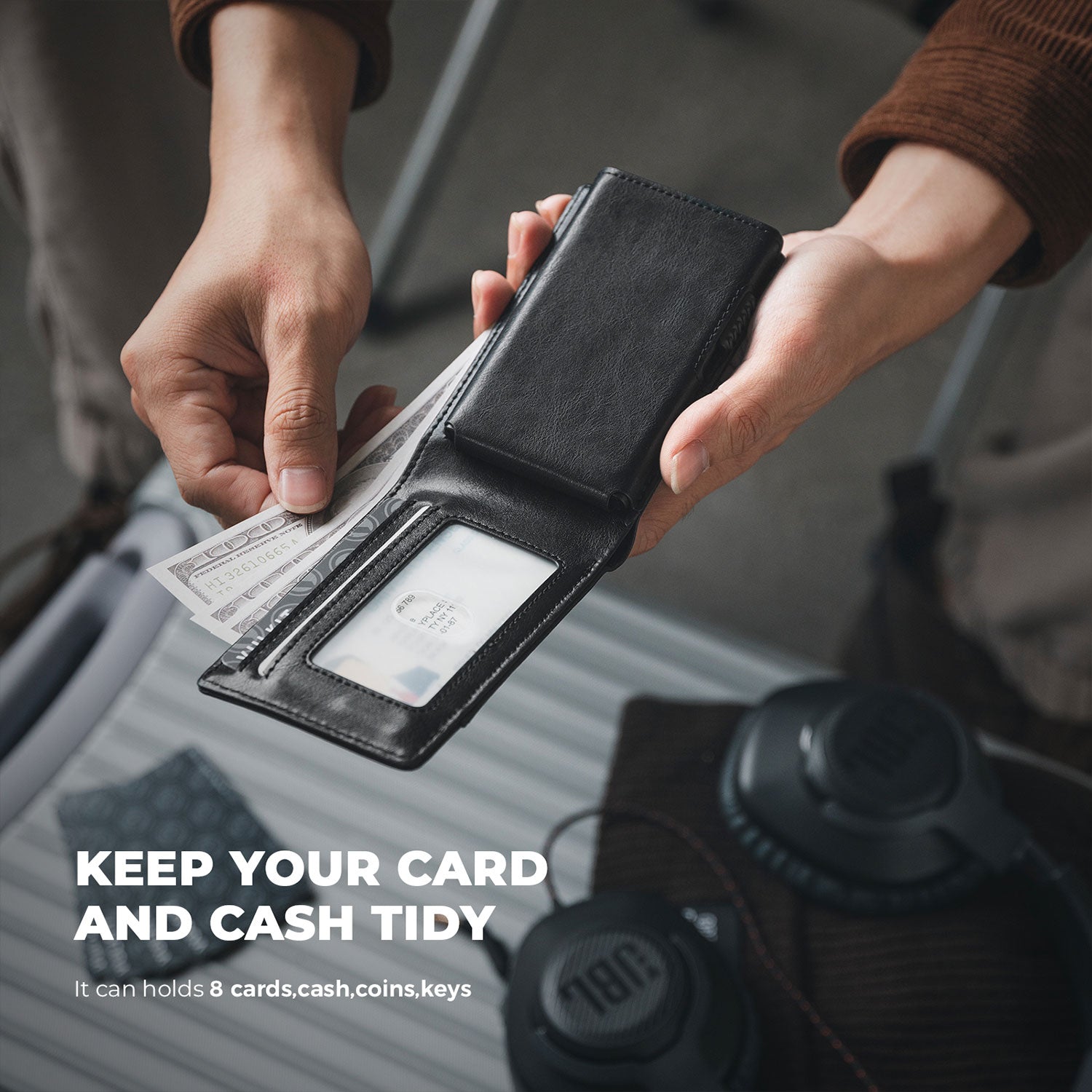 VC321 RFID Blocking Magnetic Bifold Wallet - Slim Secure Wallet with Quick Access Card Slot - Perfect for Travel, Business & Everyday Use