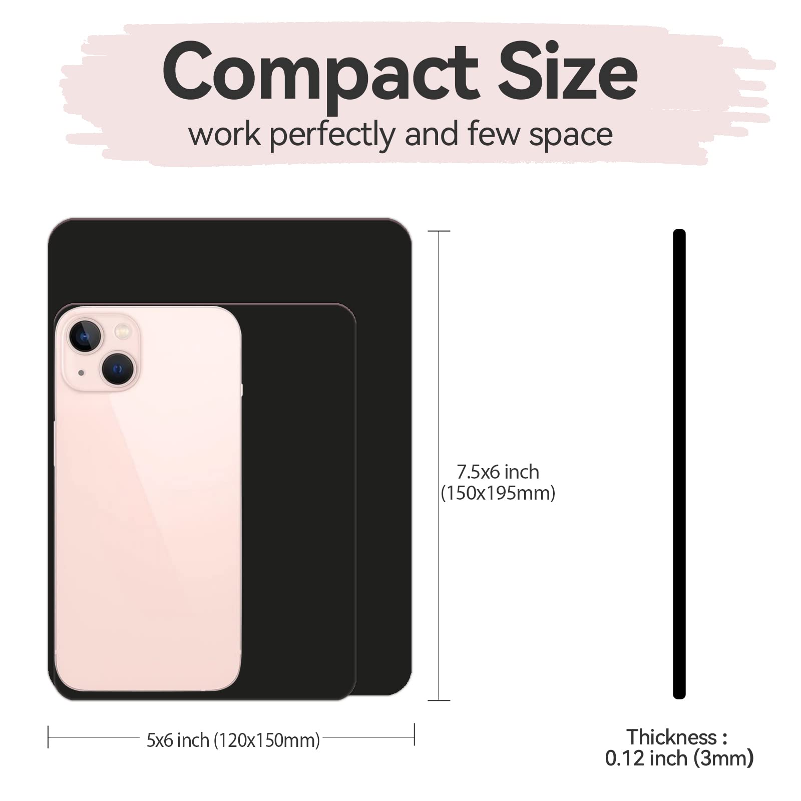 Premium Small Mouse Pad Set - 5x6 & 5.7x7.5 Inch Mini Mouse Pads with Non-Slip Rubber Base | Waterproof & Portable for Wireless Mouse & Laptop | Perfect for Office, Gaming & Travel (Black)