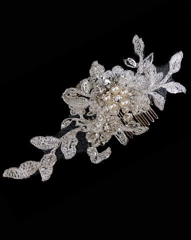 Elegant Pearl Flower Lace Comb Bridal Headpiece – Best Seller by Kezani | Perfect for Weddings, Prom, and Special Occasions