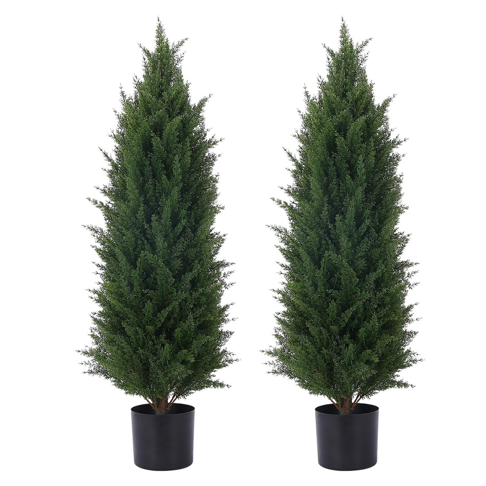3.5ft Artificial Cedar Topiary Tree Potted Plants - UV Resistant Faux Greenery for Indoor & Outdoor Decor - 2 Pack Set - Perfect for Home, Office, Garden, and Patio Decoration