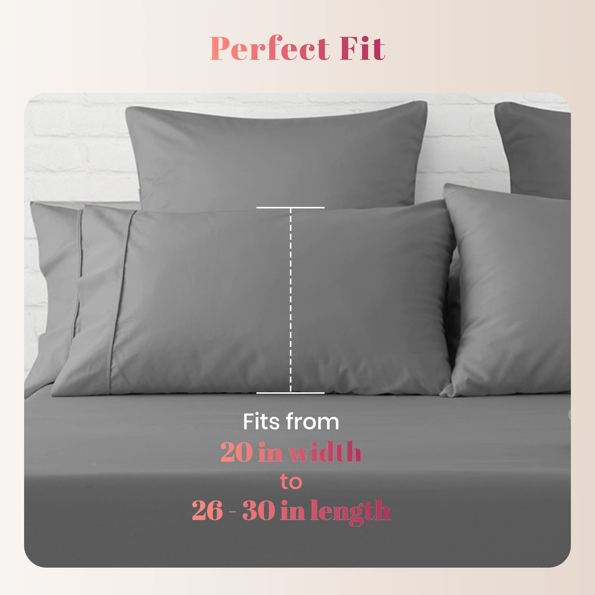Luxury 1000 Thread Count Egyptian Cotton Pillowcases Set of 2 - Standard/Queen Size, Sateen Weave Cooling Pillow Covers for Hot Sleepers - Dark Grey - Perfect for Bedroom, Guest Room & Hotel Style Comfort