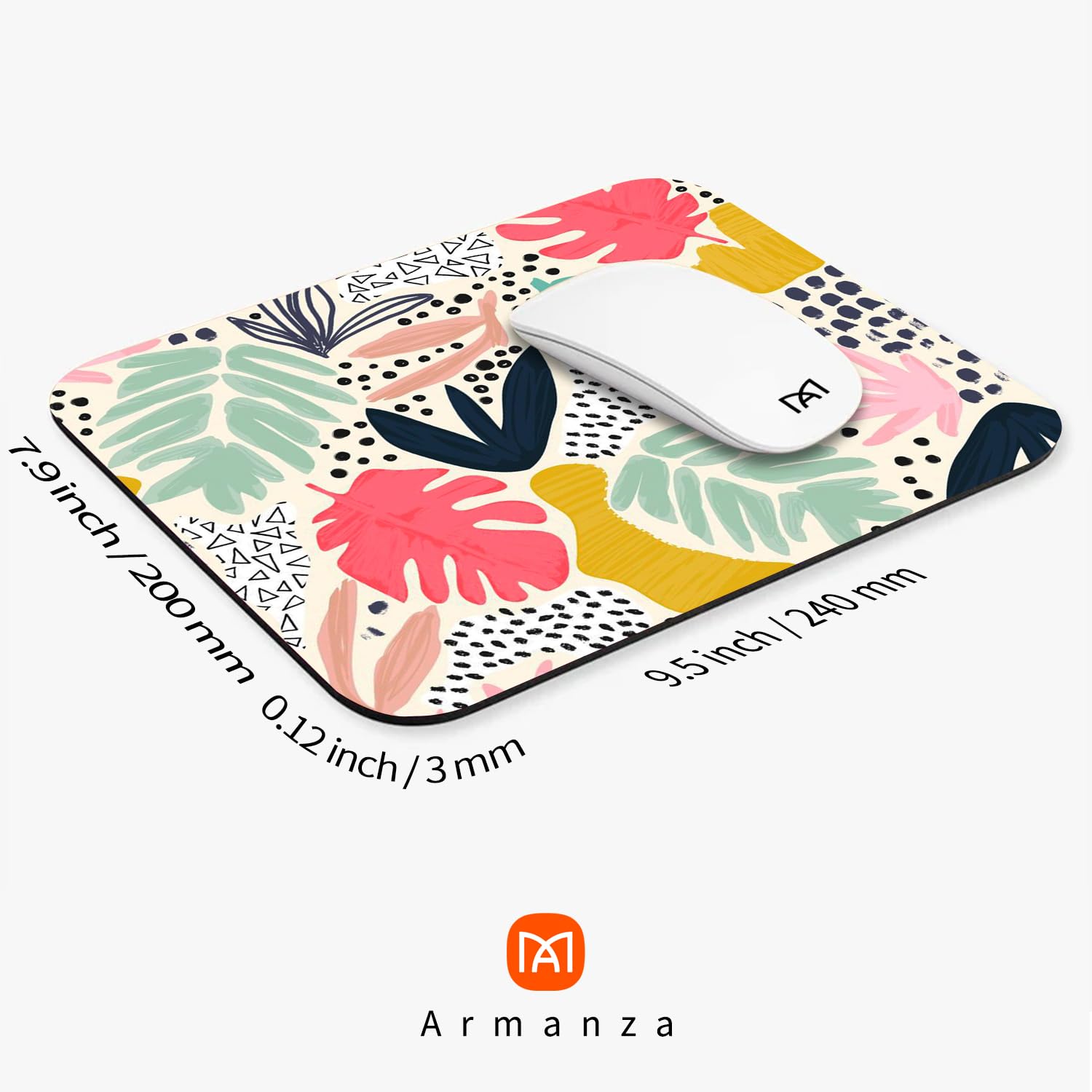 Premium Tropical Plants Square Mouse Pad - Custom Textured Design, Washable Lycra Cloth with Non-Slip Rubber Base for Wireless Mouse - Perfect for Office, Gaming & Home Workspace