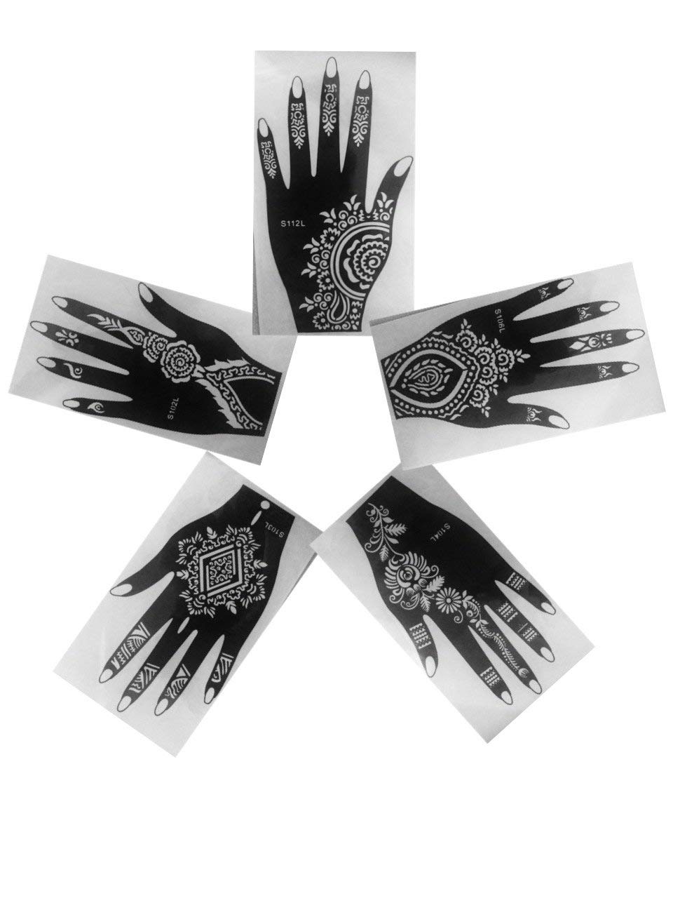 IVANA'S Henna Tattoo Stencil Kit - Temporary Body Art for Hands, Fingers, Face | Safe & Easy DIY Mehndi Designs for Women, Girls & Kids | Perfect for Parties, Weddings & Festivals (Stencil-11, Black, Medium)