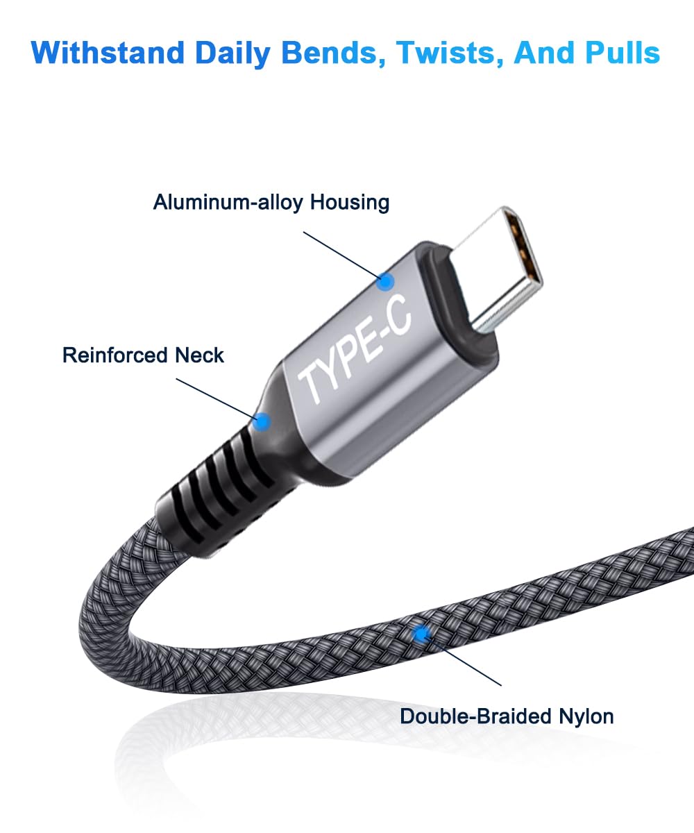 Elebase 2M USB C to USB C Fast Charging Cable 100W with Adapter - Compatible with iPad Mini 7, iPhone 16/15 Pro Max/Plus, iPad 10/Air 5, AirPods 4, Samsung S24/S23/S22 - Perfect for Home, Car & Travel Charging