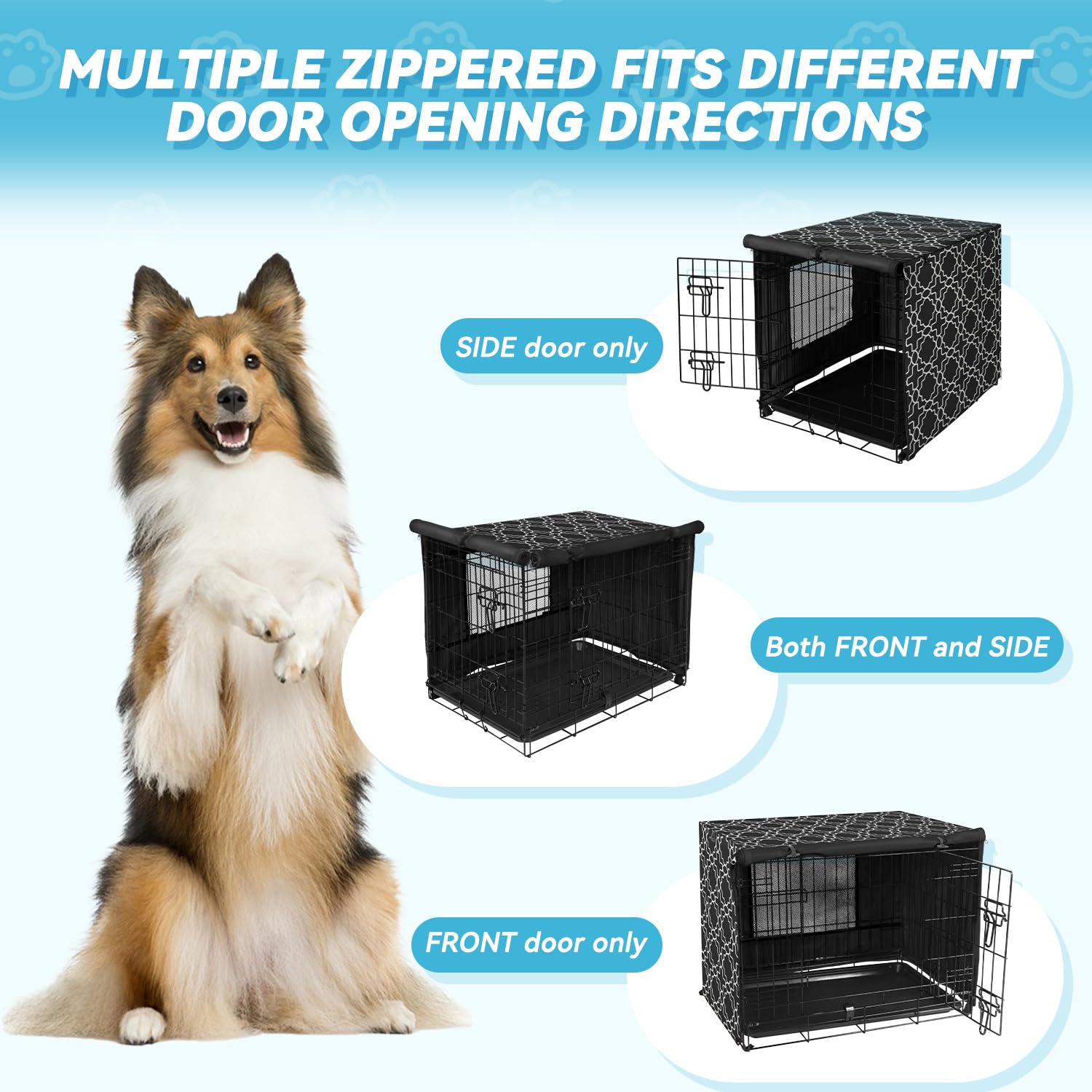 X-ZONE PET 36 Inch Heavy Duty Dog Crate Cover - Waterproof Polyester Kennel Cover for Wire Dog Cages, Indoor & Outdoor Use, Black Print - Perfect for Home, Travel, and Kennel Protection