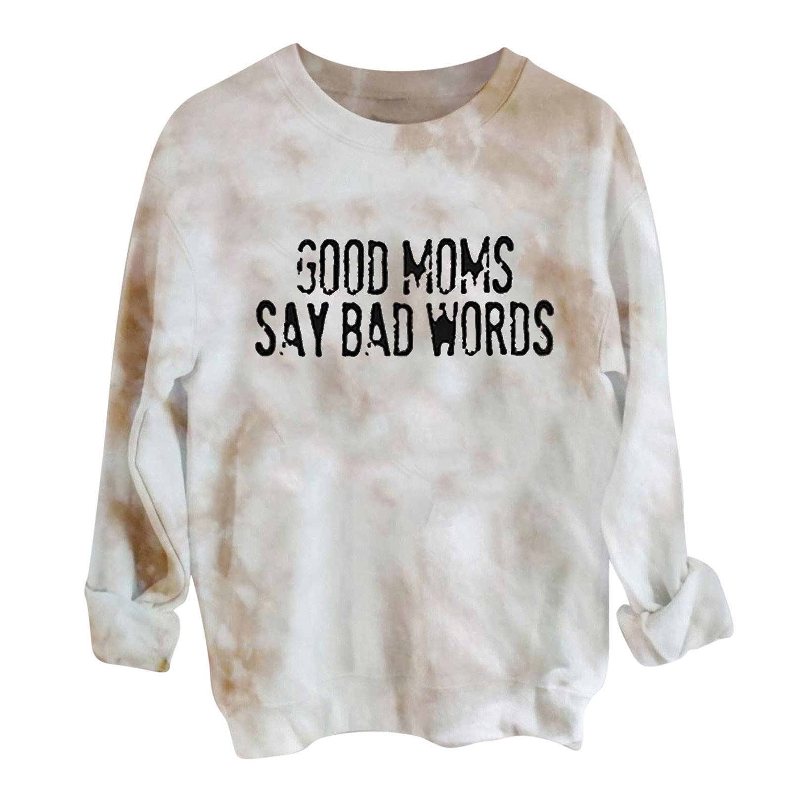 Trendy White Tie-Dye Long Sleeve Sweatshirt for Women - Casual Pullover Blouse & Fashion Top (X-Large) | Perfect for Fall Outfits, Streetwear & Cozy Everyday Wear