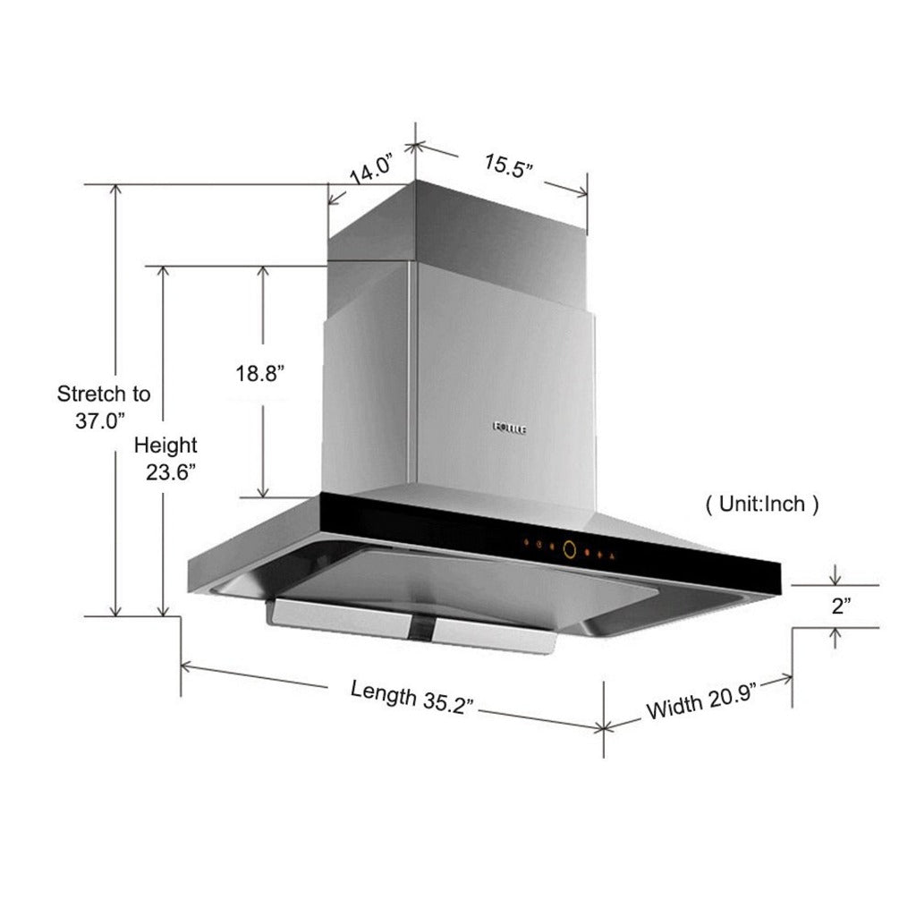 Fotile EMS9018 36-Inch 900 CFM Stainless Steel Wall Mount Range Hood with Touchscreen - Powerful Kitchen Ventilation for Smoke & Odor Removal - Perfect for Modern Home Cooking, Grilling & Stir-Frying
