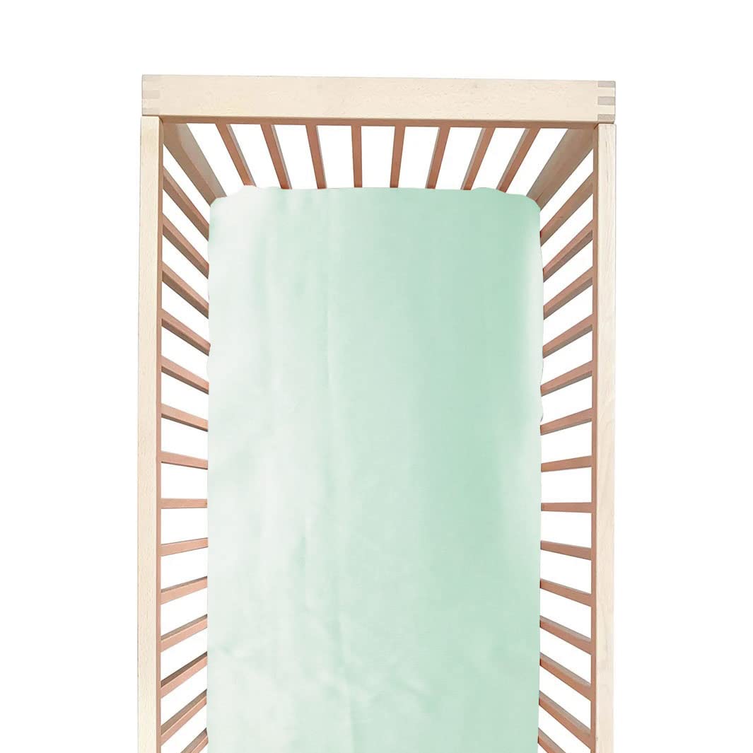 100% Pure Mulberry Silk Crib Sheet for Baby Hair Protection - Standard 28x52 Inch Crib Mattress Fitted Sheet for Boys & Girls - Ultra Soft, Breathable Baby Bedding in Aqua Green - Perfect for Nursery, Baby Shower Gifts & Newborn Sleep Comfort