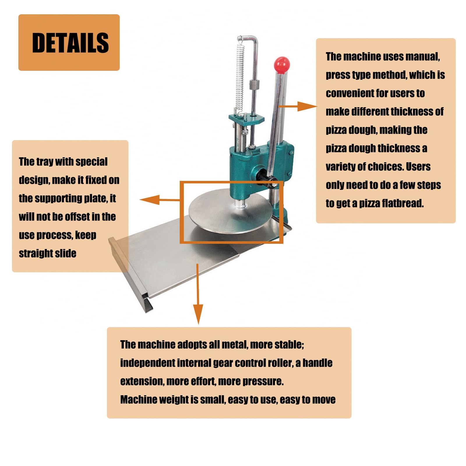 INTSUPERMAI 9.5 Inch Stainless Steel Manual Pizza Dough Press Machine - Perfect for Home Kitchen, Bakery, and Restaurant Use - Make Perfect Pizza Crusts, Pastries, and Dough Sheets Easily